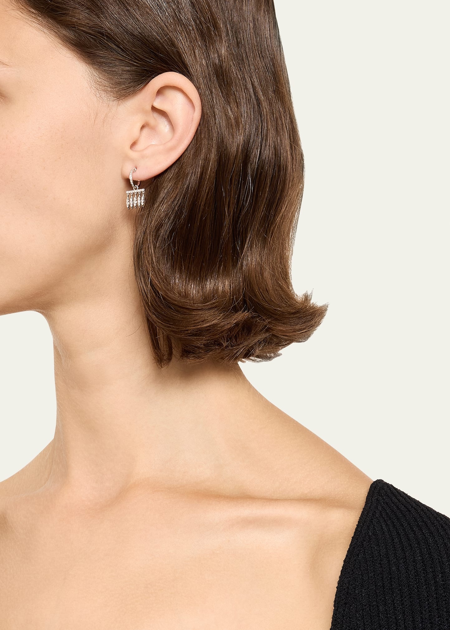 Grass Dewdrop Earrings in 18K White Gold - 2