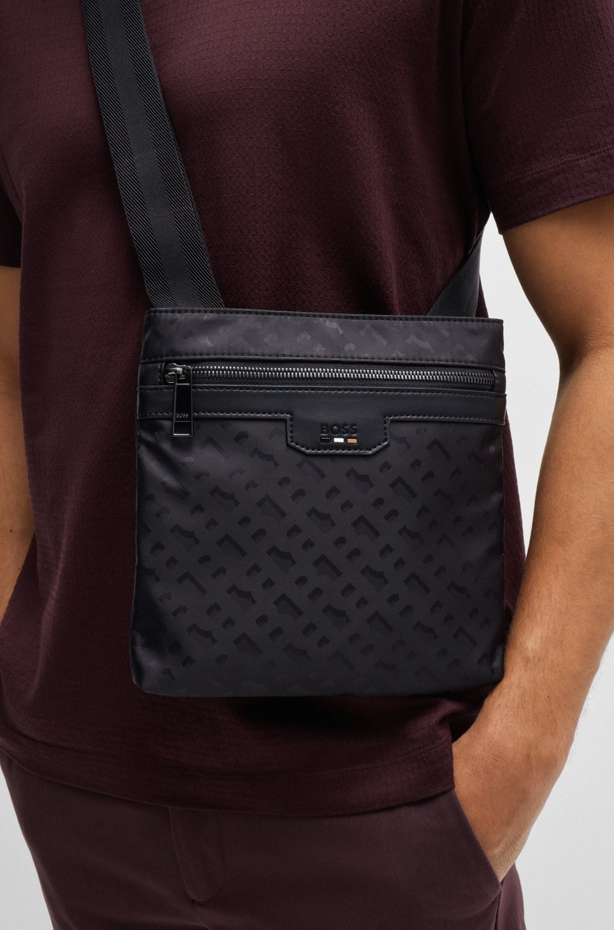 MONOGRAM-JACQUARD ENVELOPE BAG WITH SIGNATURE STRIPE - 4