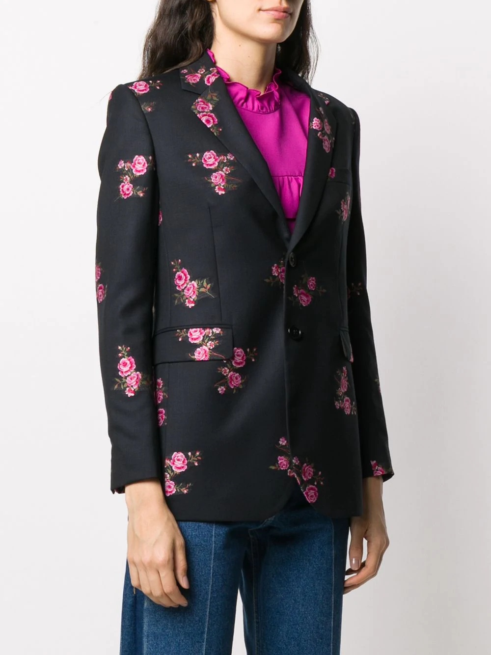 floral print single-breasted blazer - 3