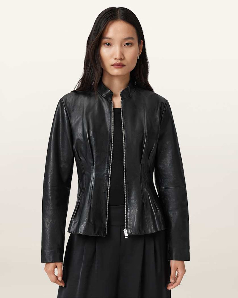 ALLSAINTS CLO PLEATED LEATHER JACKET outlook