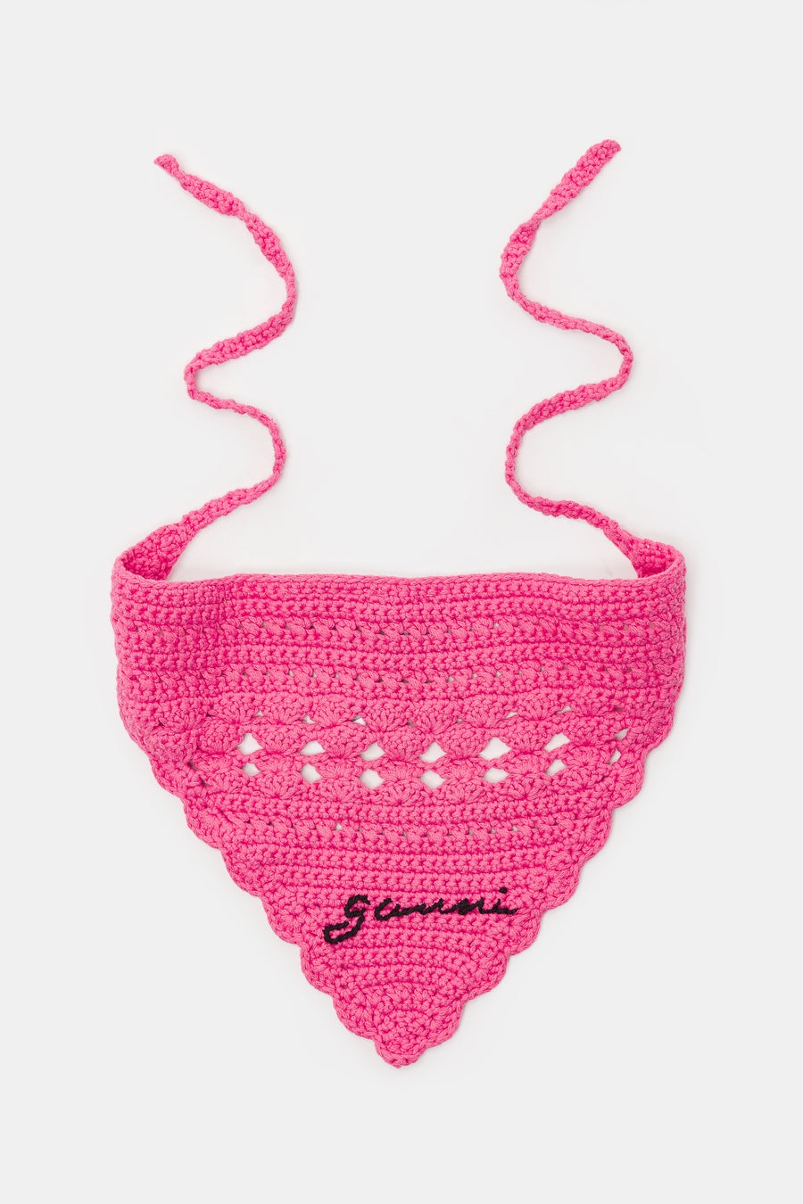 Cotton Crochet Bandana in Shocking Pink - 1