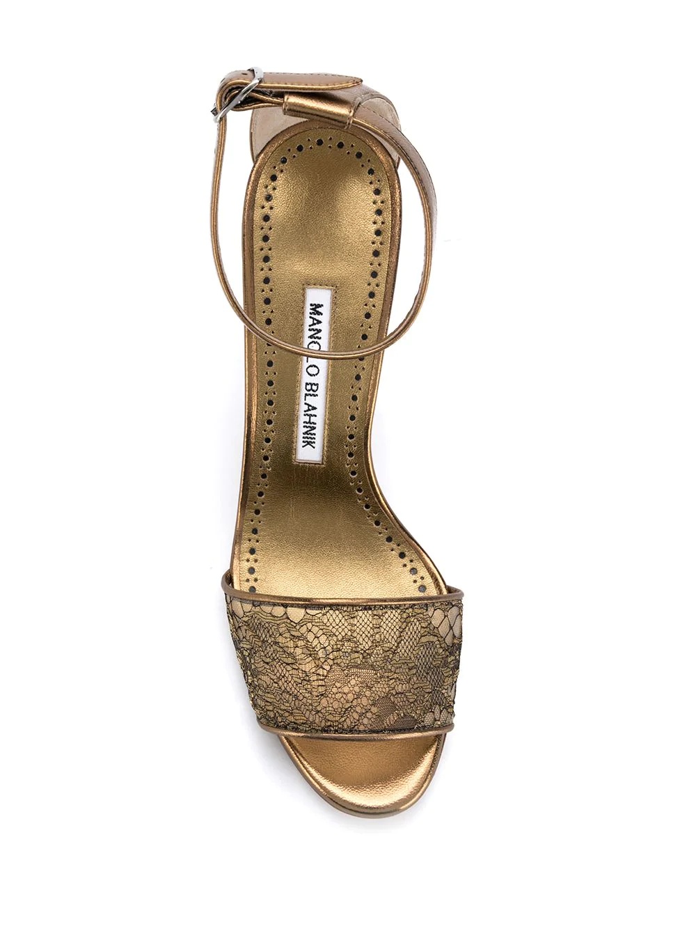 metallic floral lace panel sandals - 4