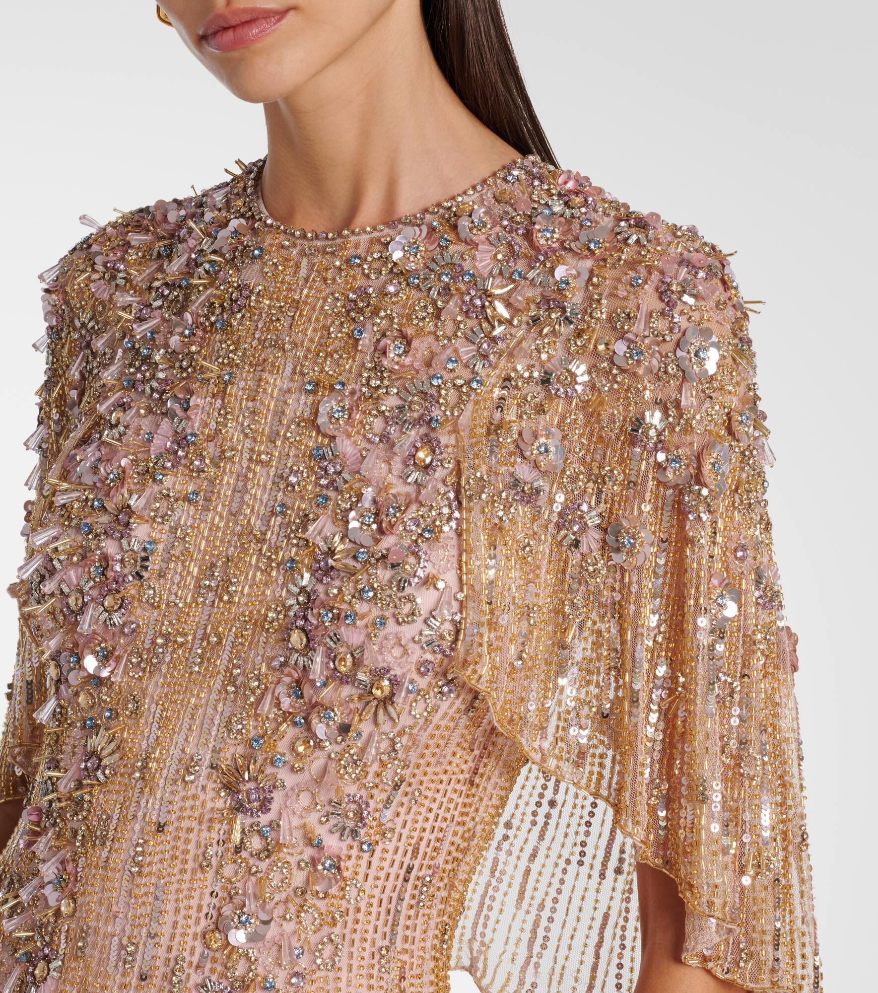 Astra sequined caped gown - 4