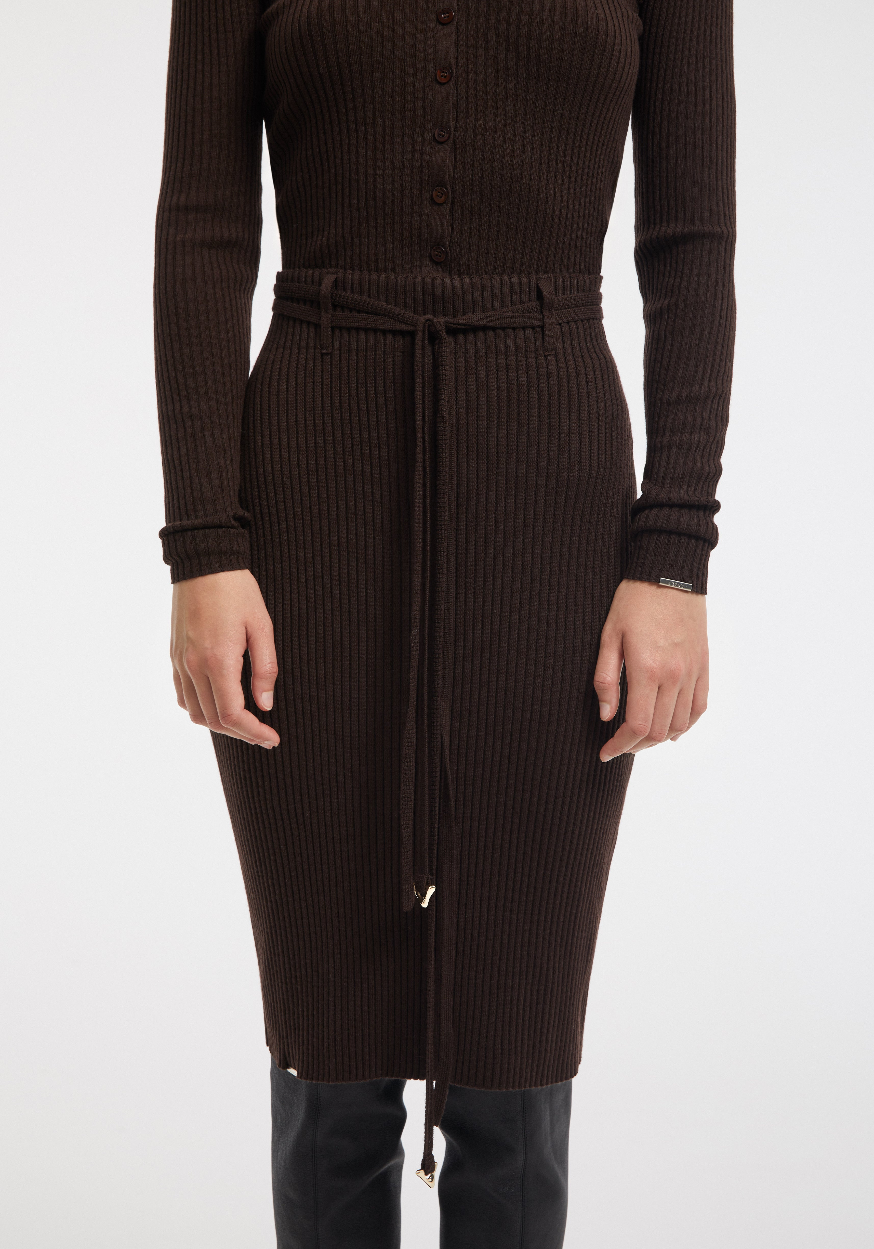 ROMAN
Merino ribbed midi skirt with belt - 2