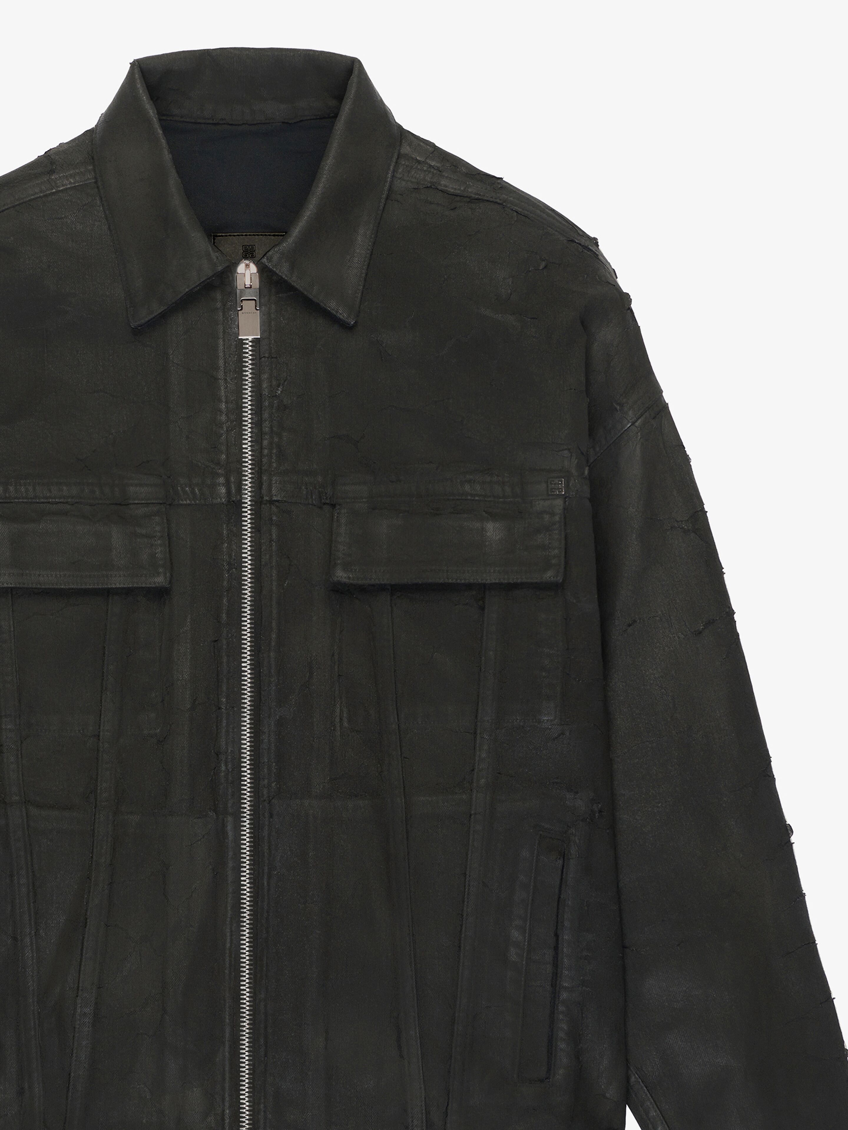 JACKET IN CRACKLED COATED DENIM - 5