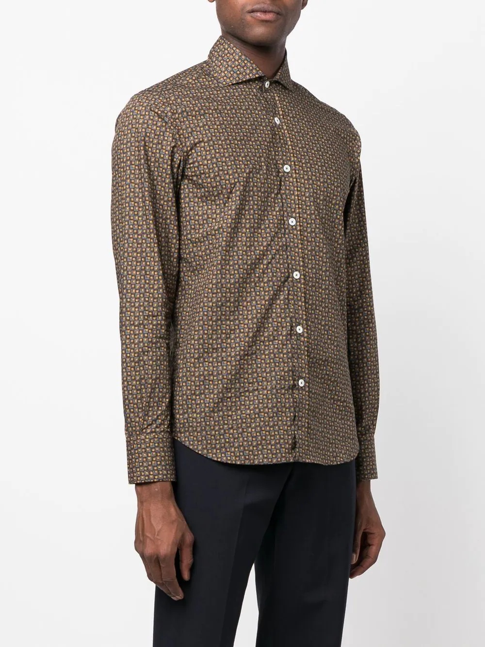 patterned button-up shirt - 3