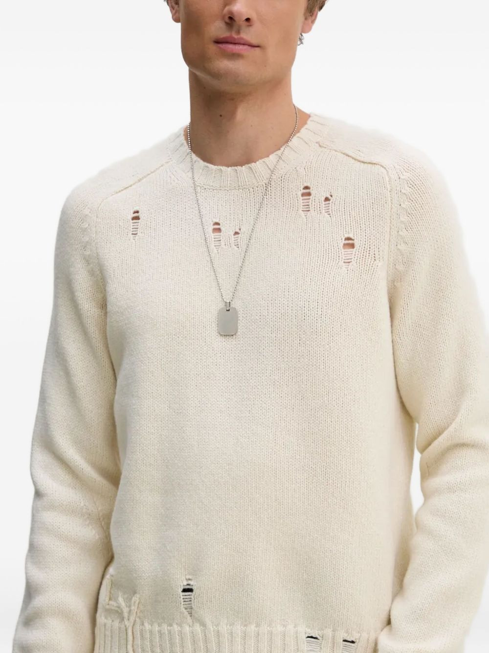 distressed crew-neck sweater - 4