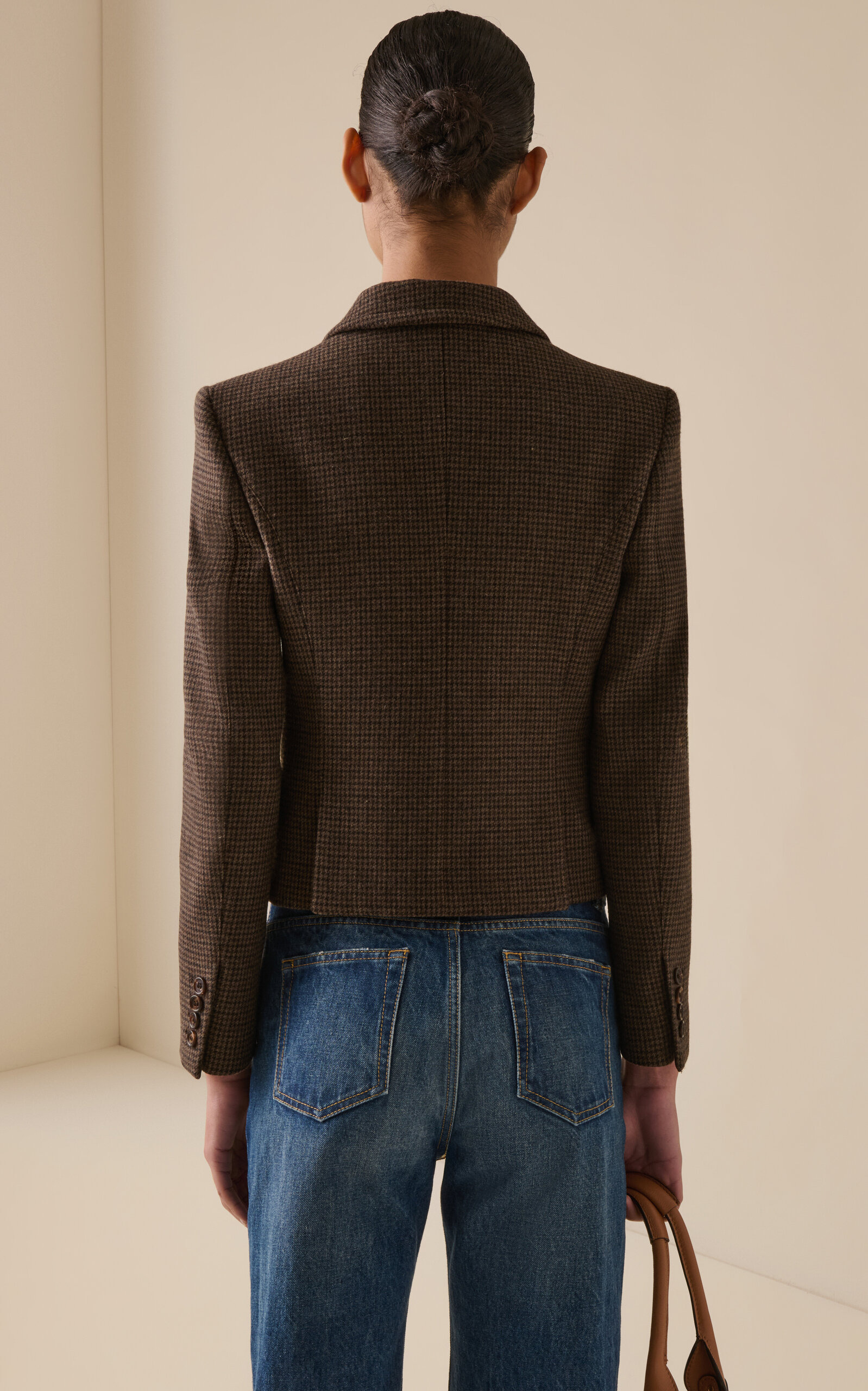 Wool Houndstooth Blazer brown - 4