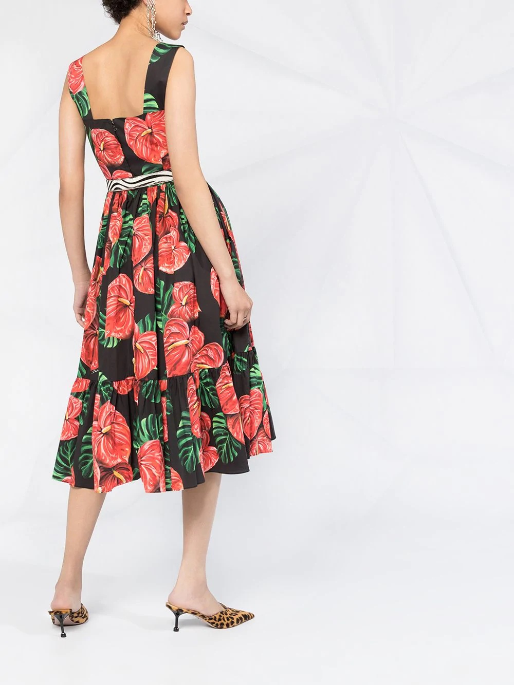 laceleaf print midi dress - 4