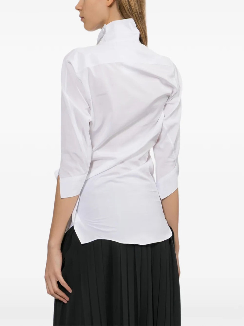 WOMEN'S ASYMMETRIC WRINKLED BLOUSE - WHITE 4