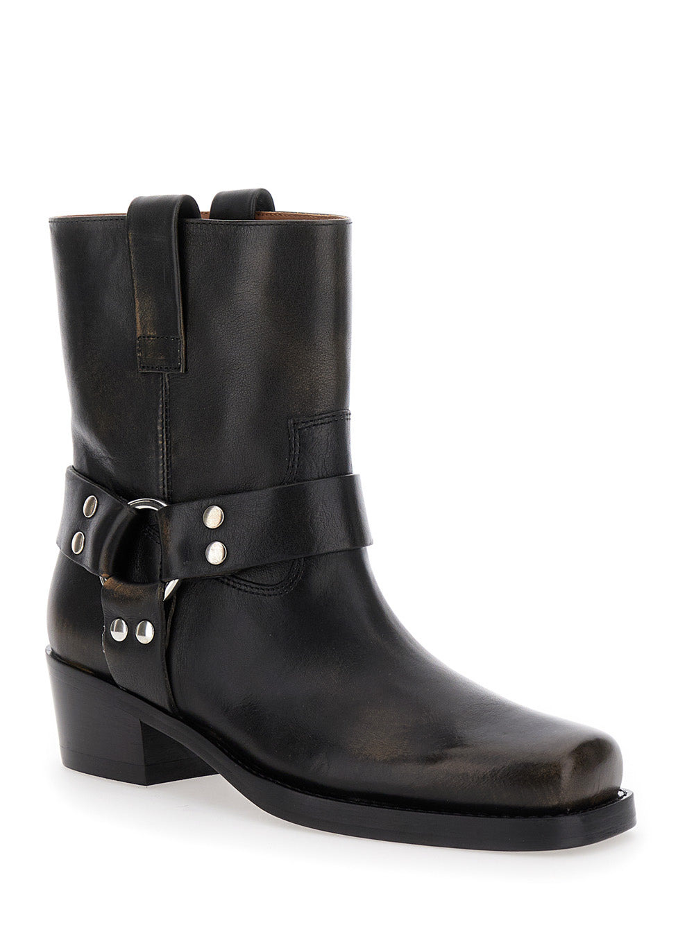 Paris Texas Women 'Roxy' Black Western Style Ankle Boots With Brown Nuances In Leather Woman - 2