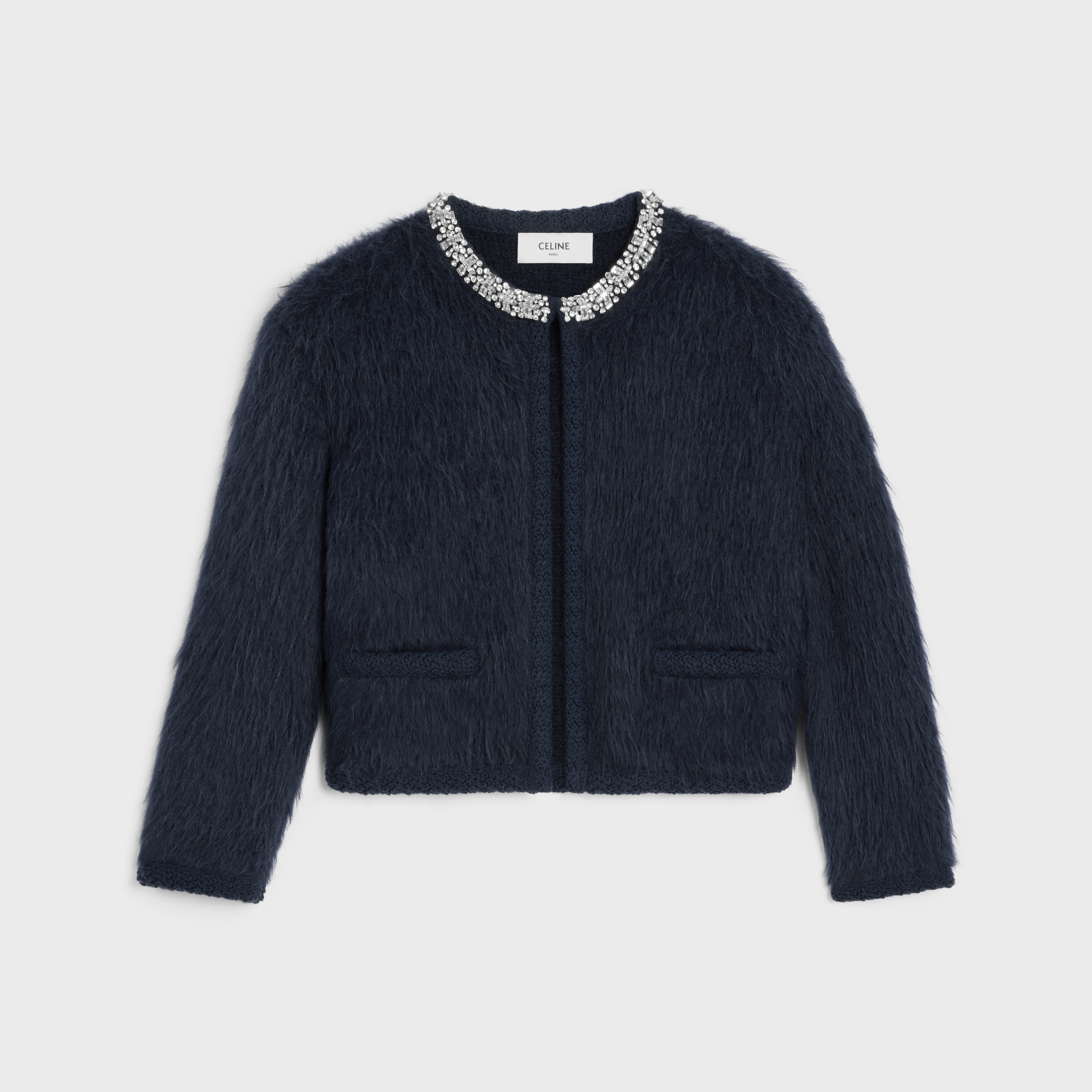 embroidered cardigan in brushed mohair - 1