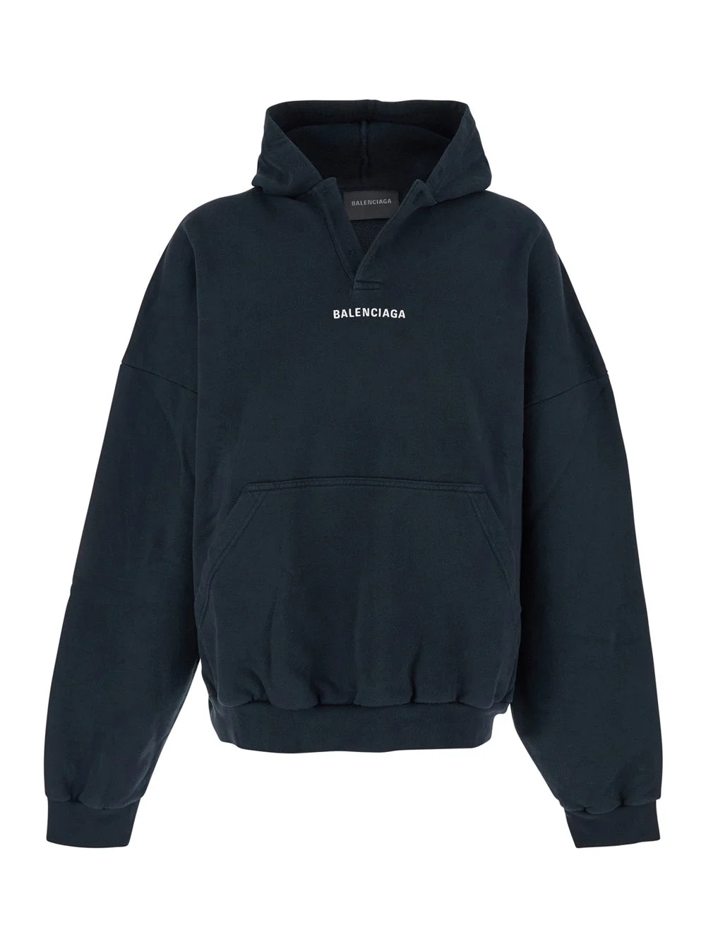 Balenciaga Men Black Hoodie With Logo Print On Front And Rear In Cotton Man - 1