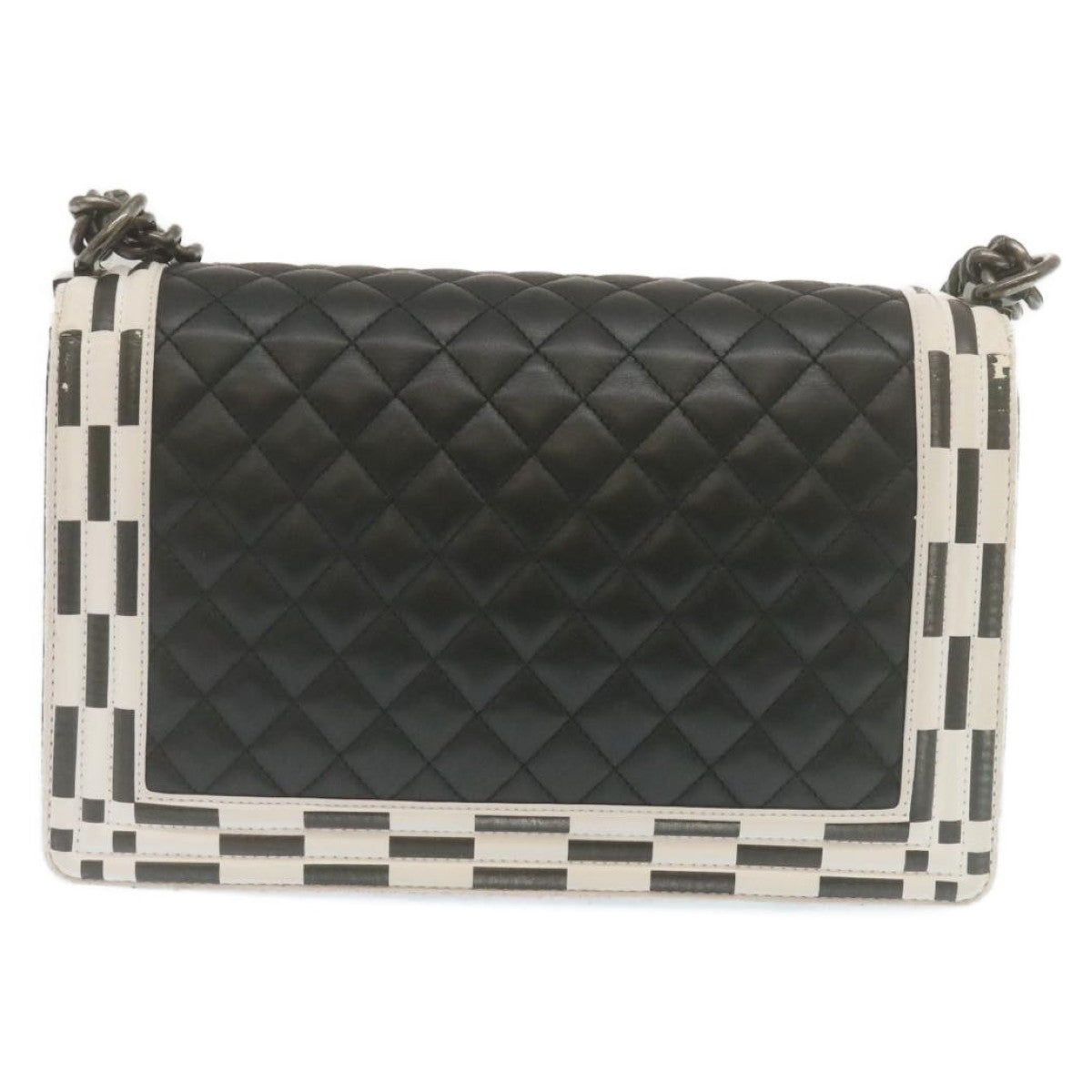 CHANEL Matelasse Boy CHANEL Chain Shoulder Bag Lamb Skin Black CC - 2