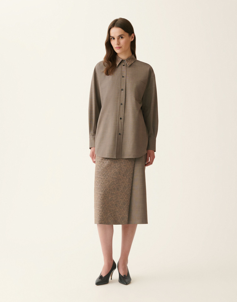 Boyfriend shirt in bi-stretch fresco wool 3