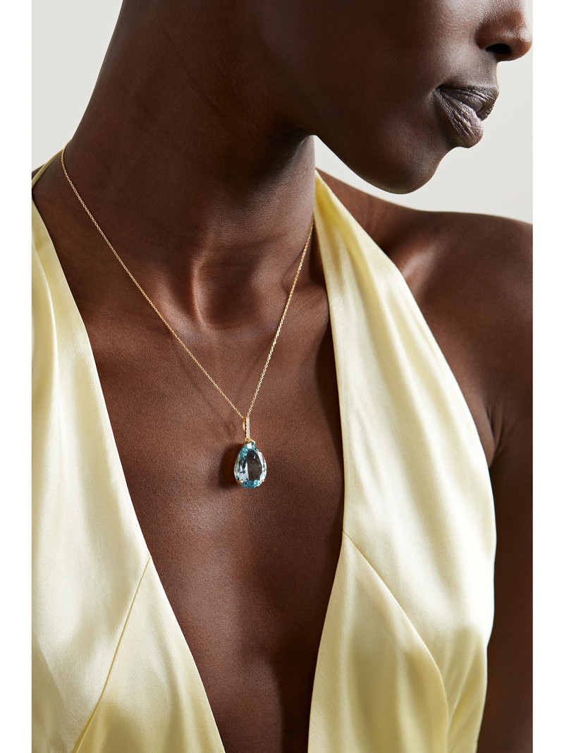MATEO 14-karat gold, topaz and diamond necklace Blue outlook