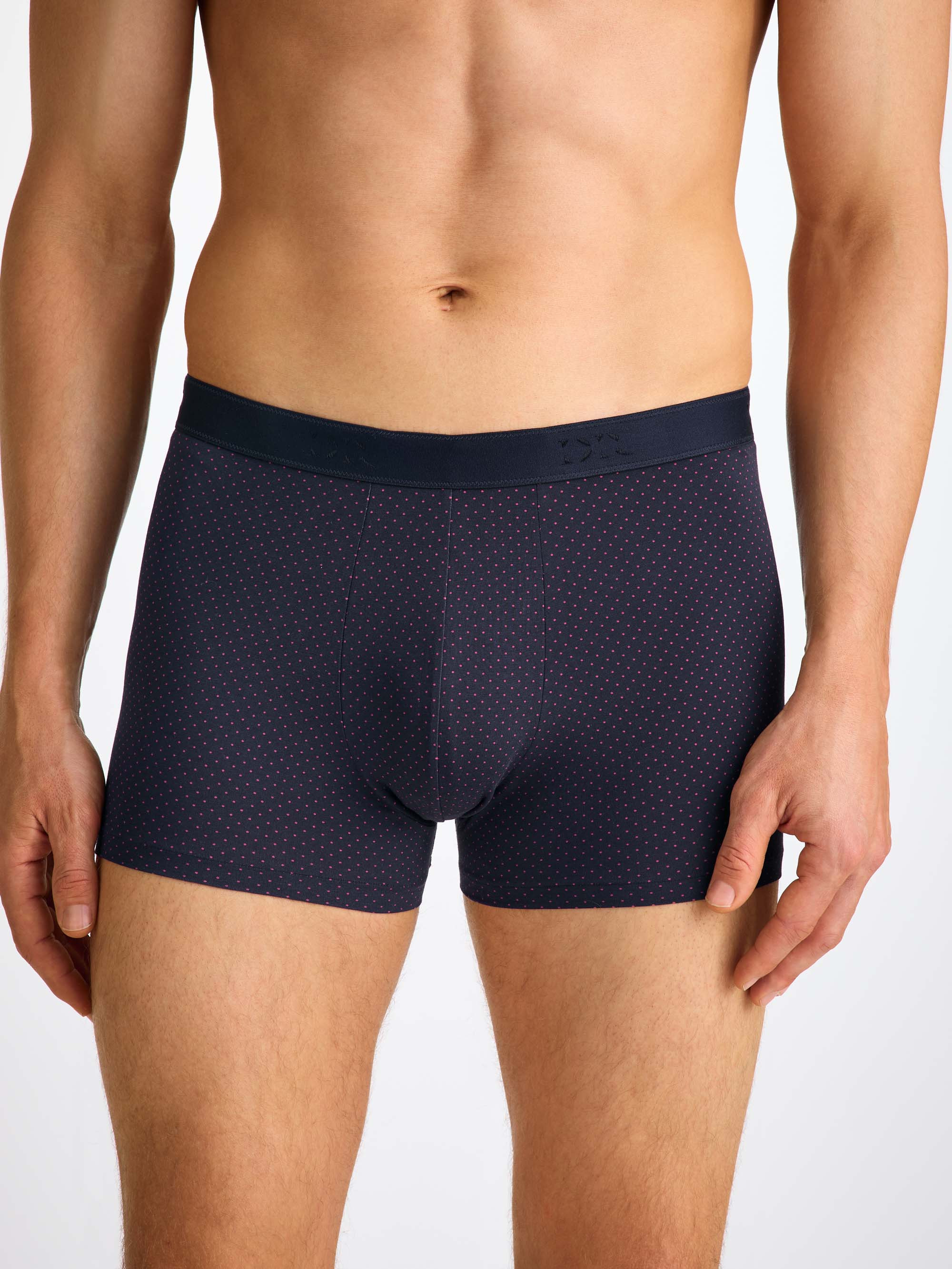 Men's Boxer Briefs Cotton Navy Micro Dot Print - 3