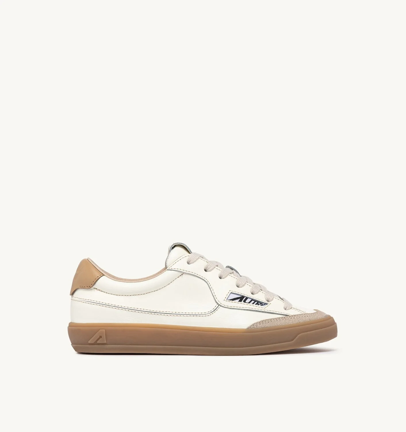 WINDSCAPE LOW SNEAKERS IN MARSHMALLOW AND TAN LEATHER - 1