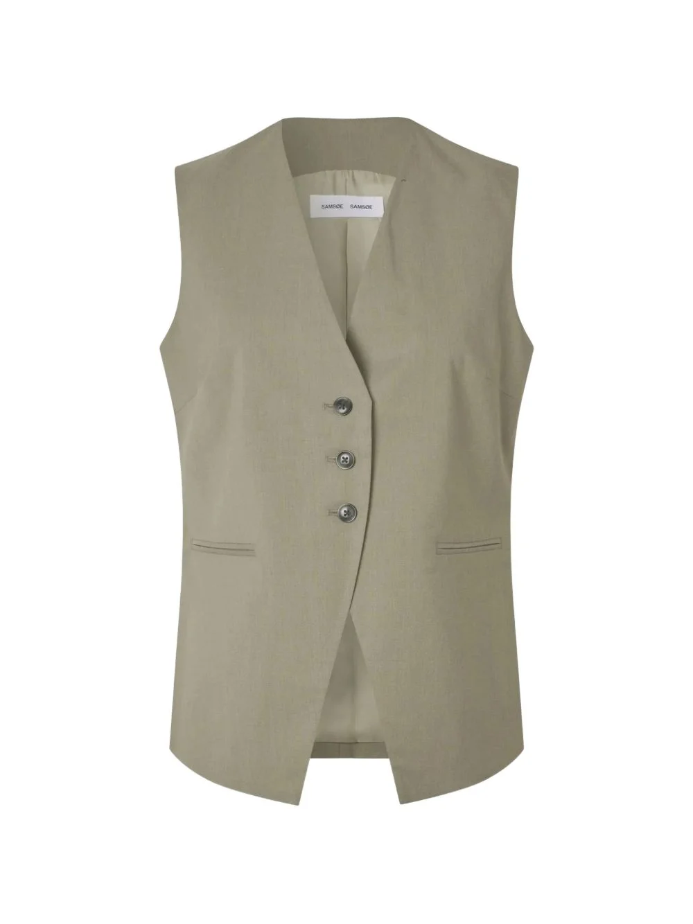 melange-effect V-neck waistcoat - 1