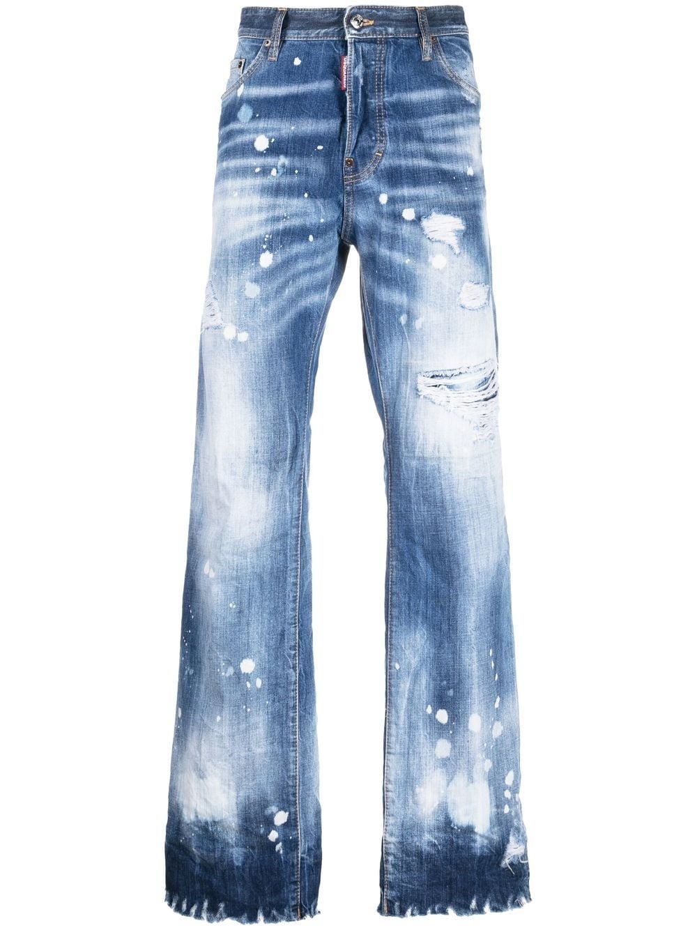 straight-leg distressed jeans - 1