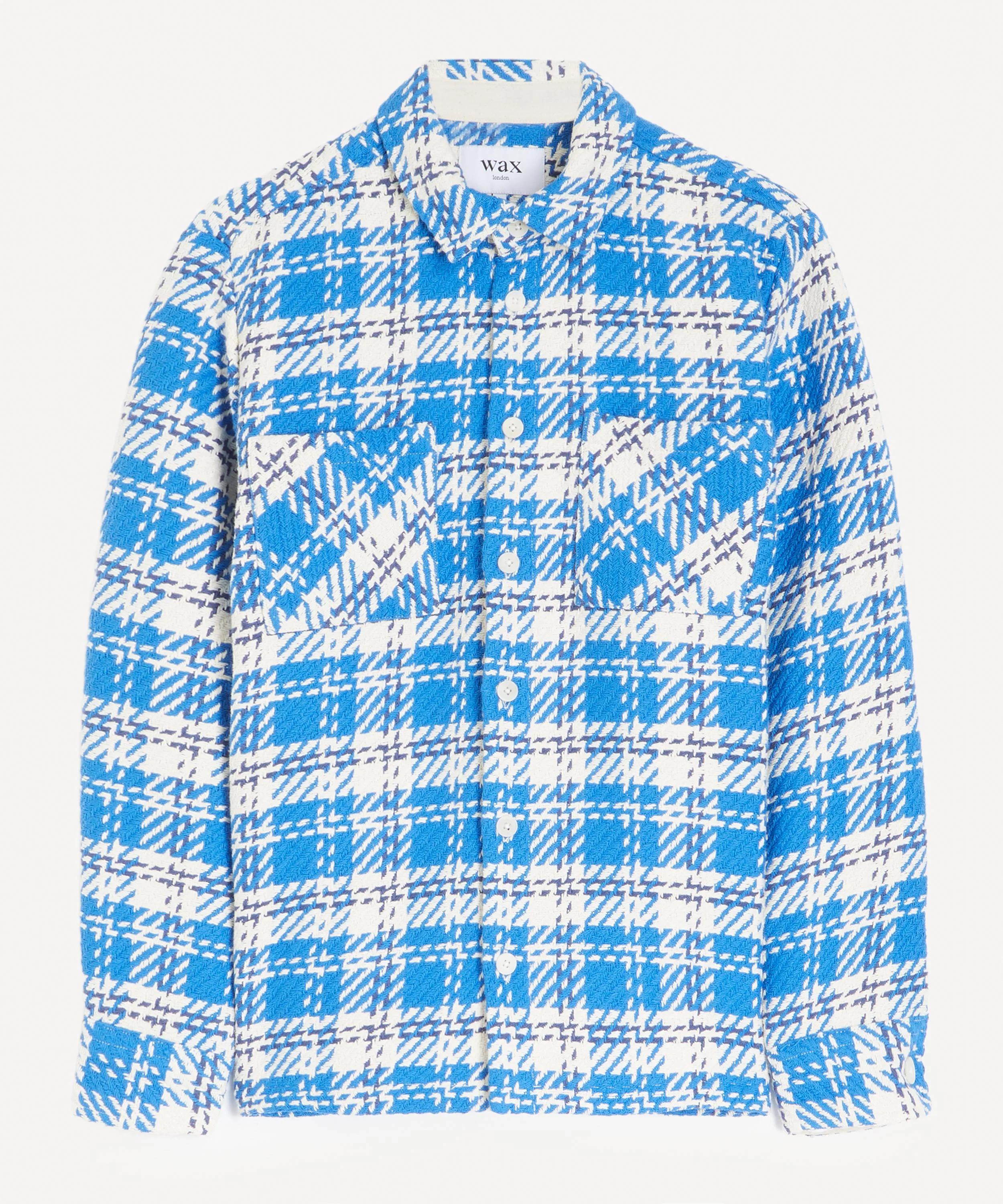 Whiting Cotton Overshirt in Blue Oran Check - 1