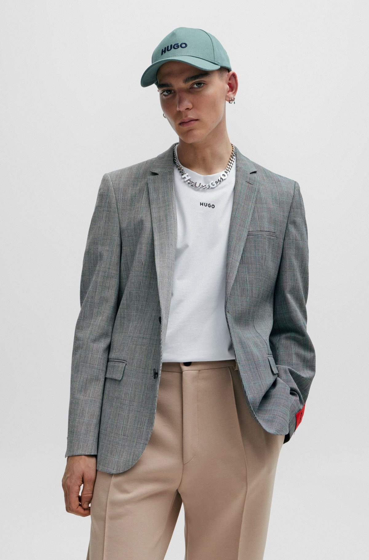 EXTRA-SLIM-FIT JACKET IN CHECKED SUPER-FLEX FABRIC - 2
