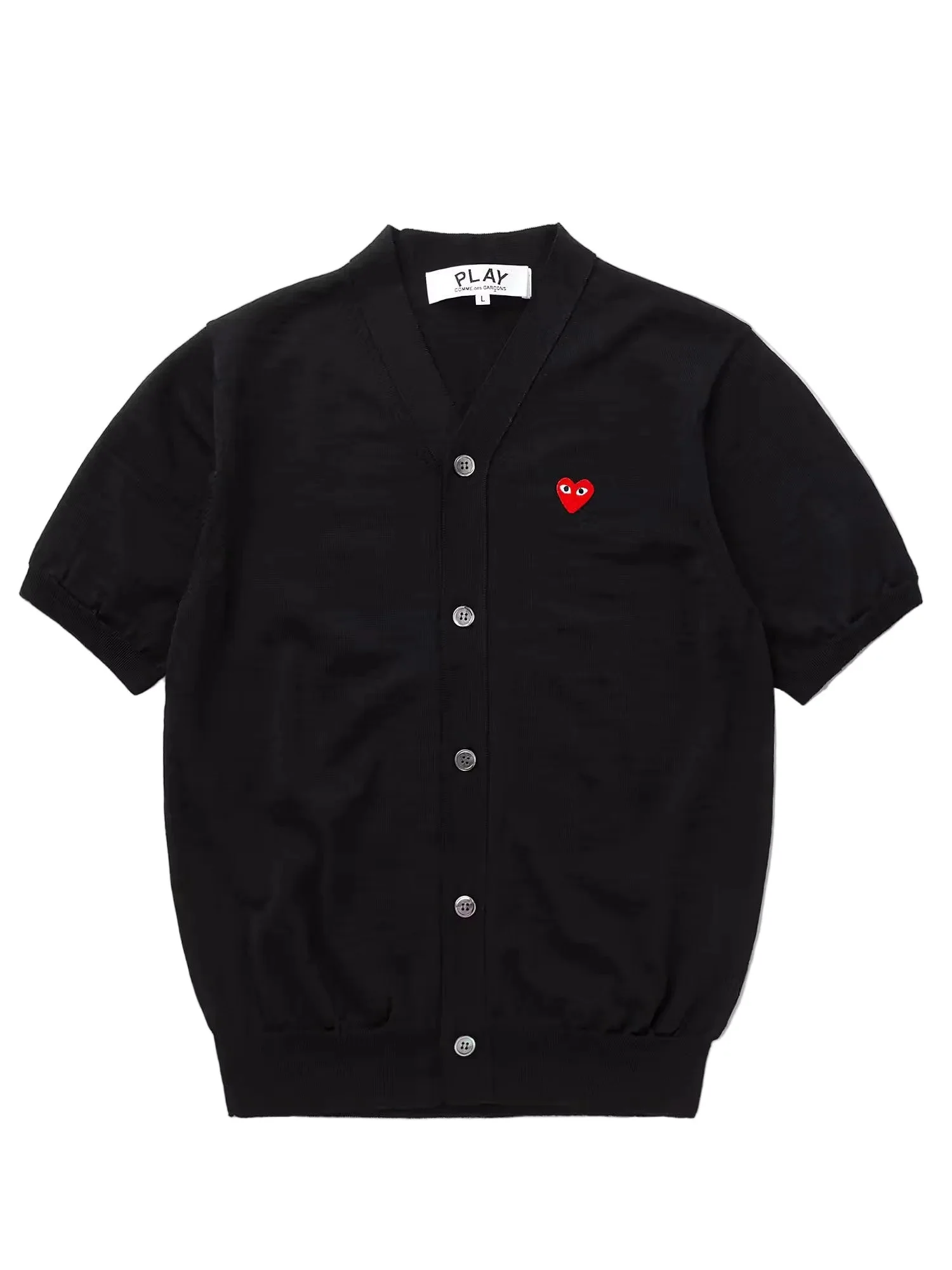 UNISEX V-NECK KNIT CARDIGAN RED HEART - BLACK - 1