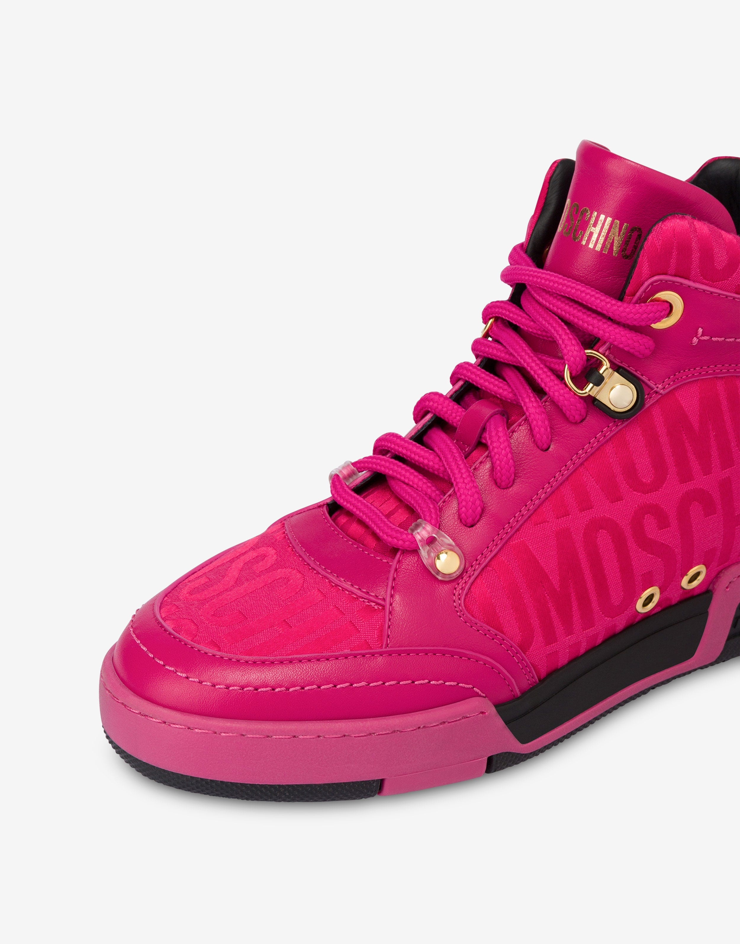ALLOVER LOGO NYLON HIGH-TOP SNEAKERS - 4