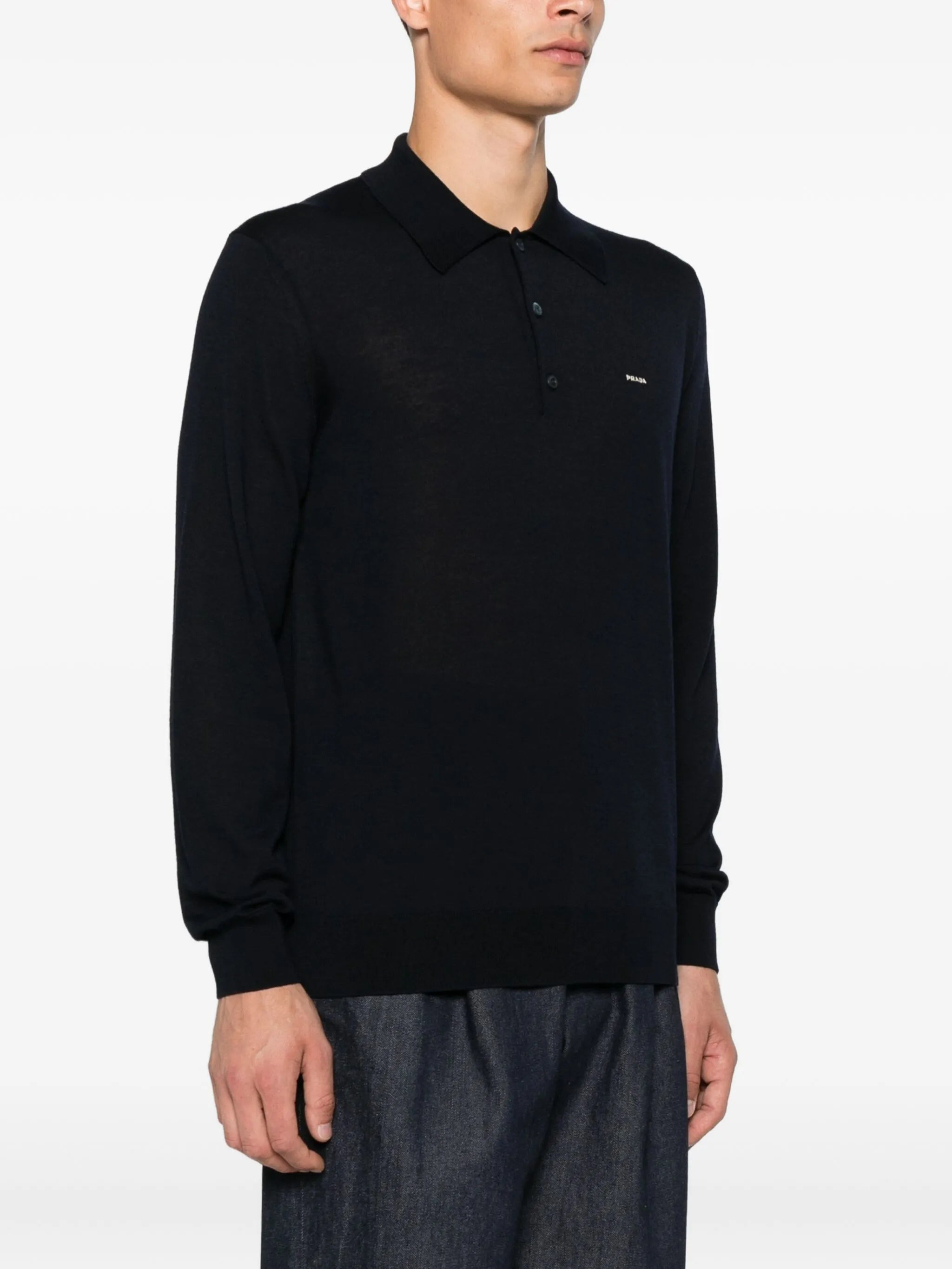 Prada Long-sleeve Wool Polo Shirt - 3
