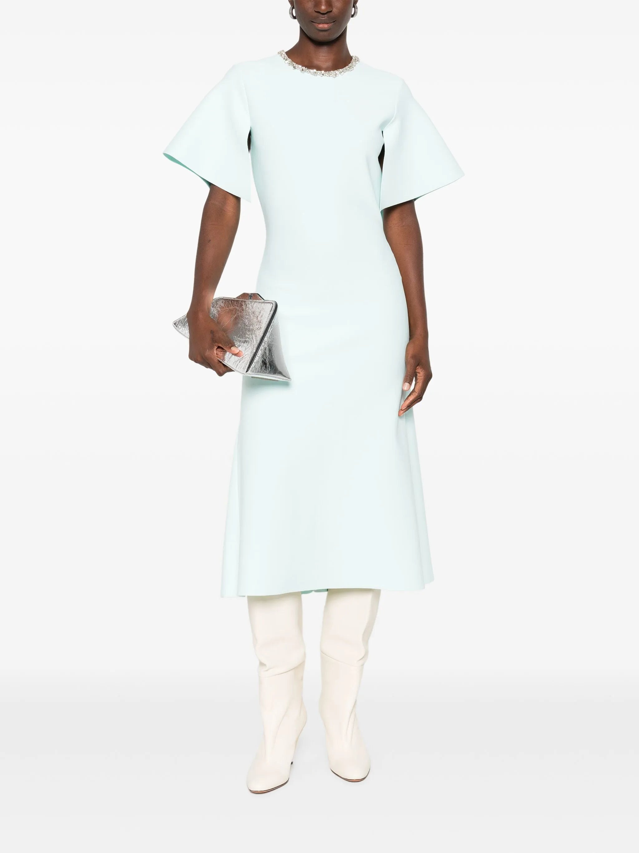 Alexander Mcqueen Embellished Short-sleeve Midi Dress - 3