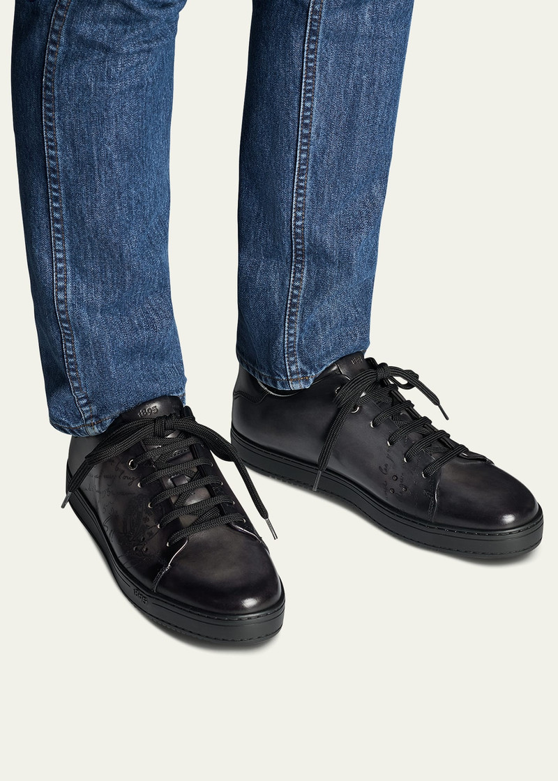 Men's Playtime Scritto Leather Low-Top Sneakers 2