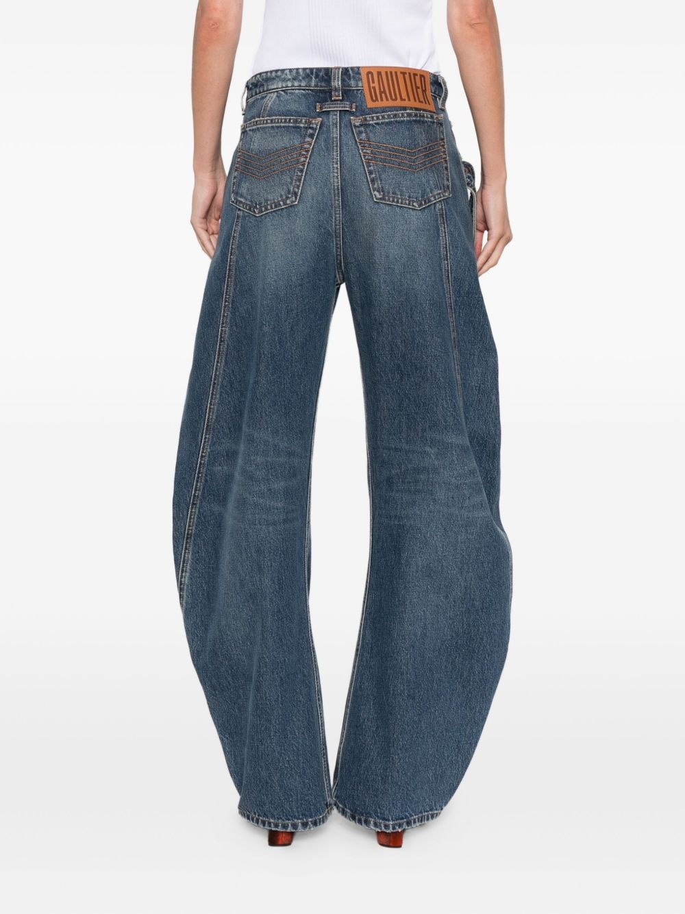 panelled belted jeans - 4