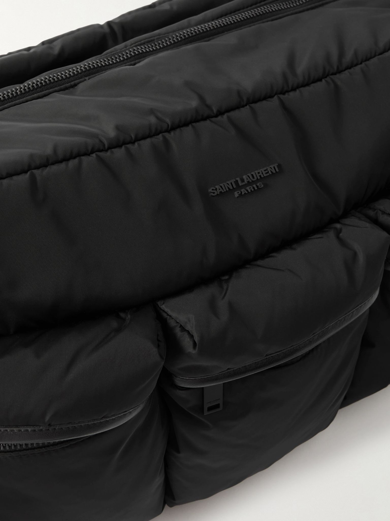 Leather-Trimmed Padded Shell Messenger Bag Black - 4