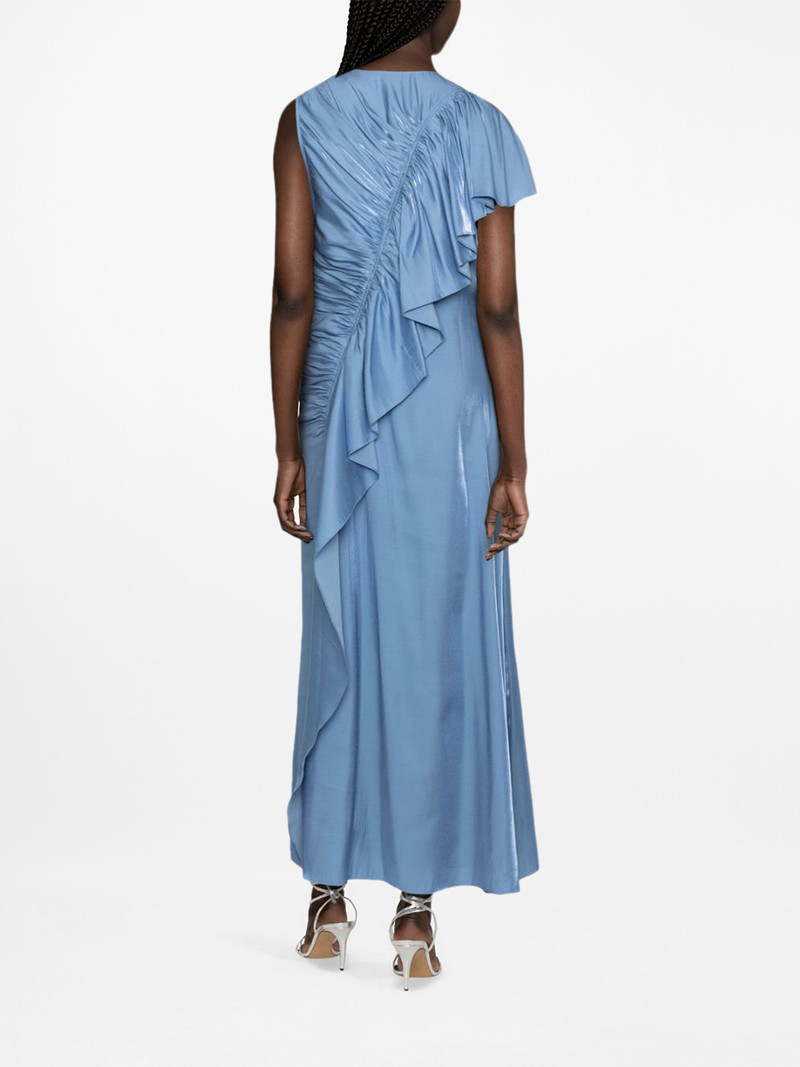 ruffle-trim charmeuse long dress 4