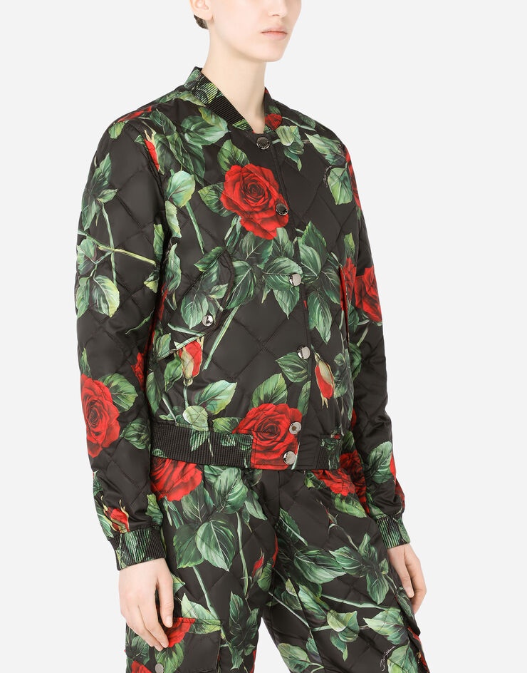 Rose-print quilted nylon bomber jacket - 4