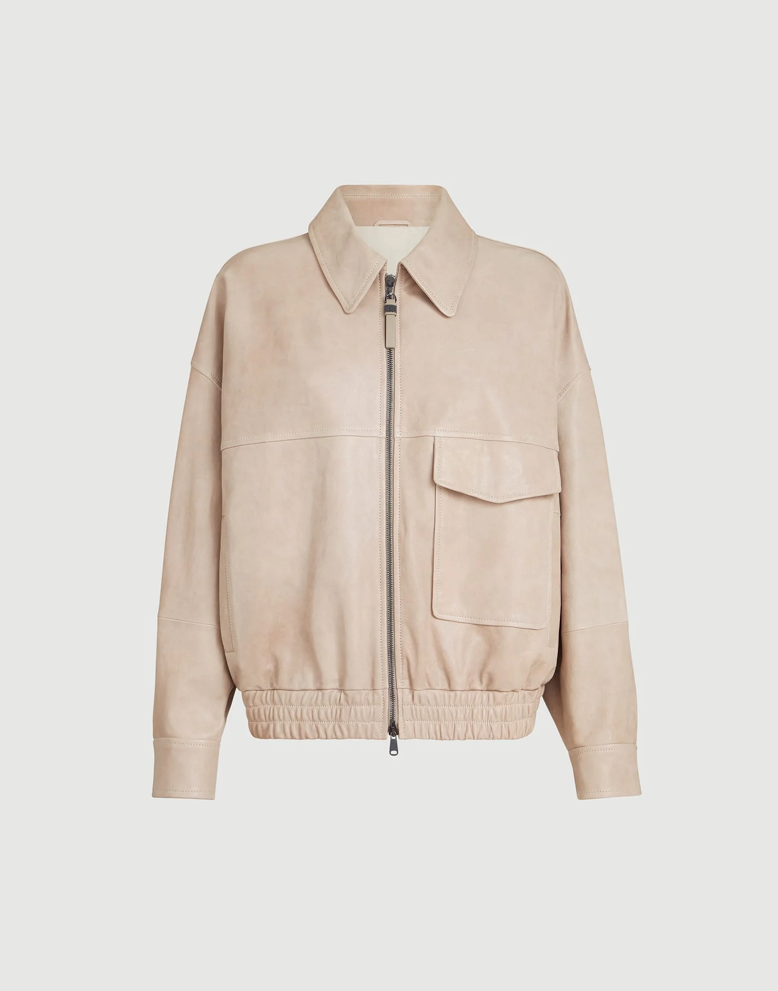 Glossy nappa leather outerwear jacket with monili - 1