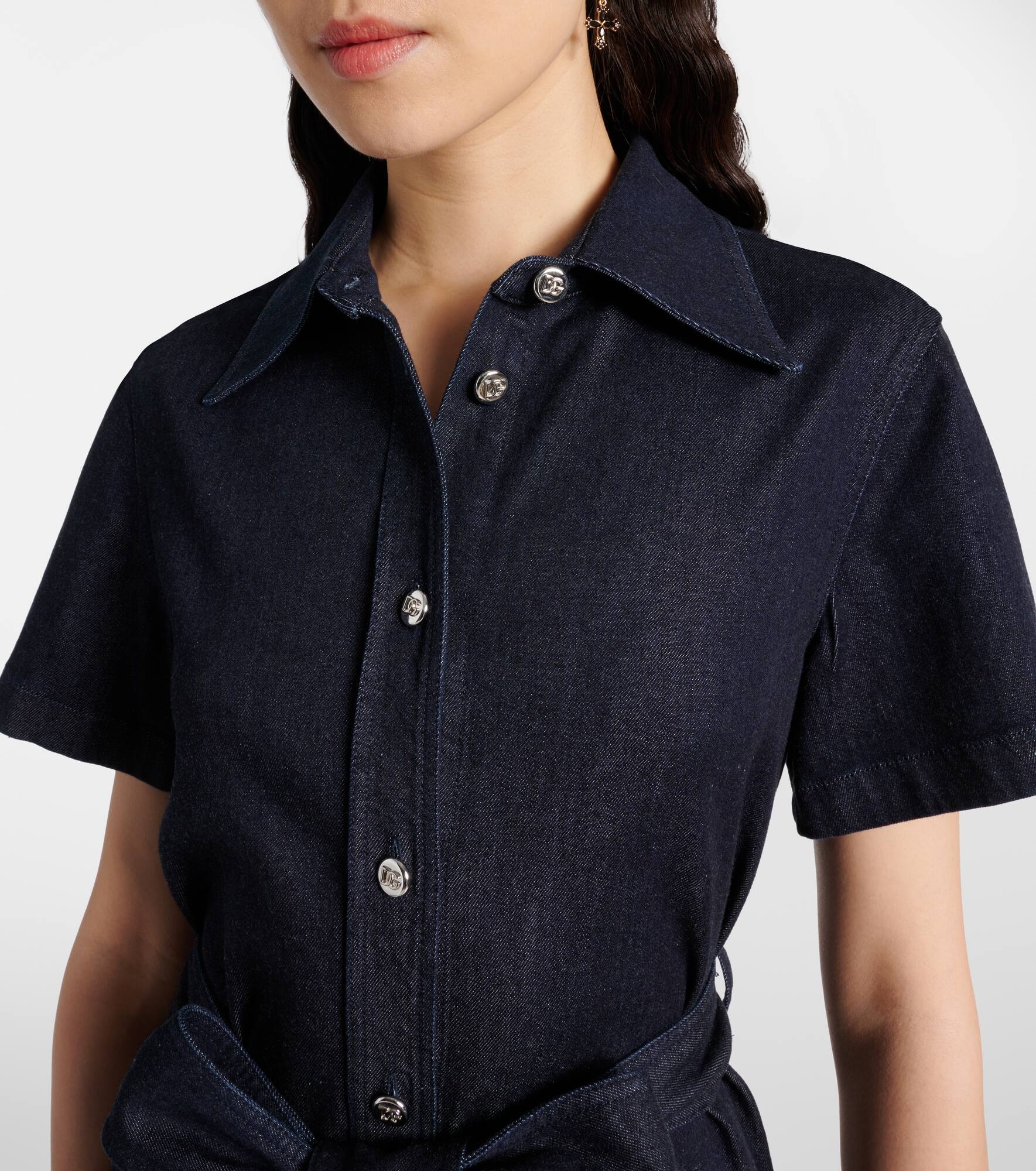 Belted denim shirt dress - 4