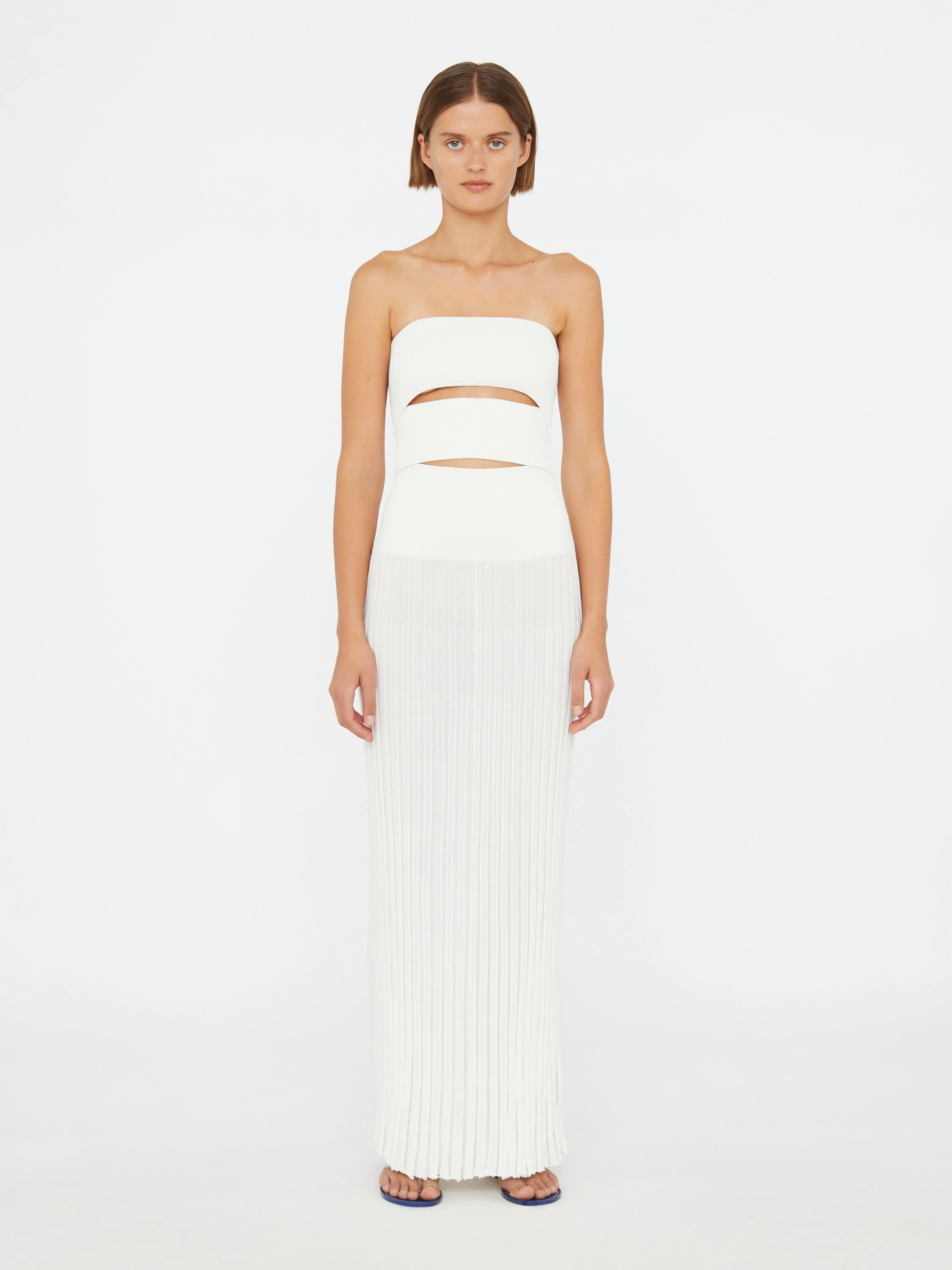 Slashed Knit Sunray Strapless Dress - 1