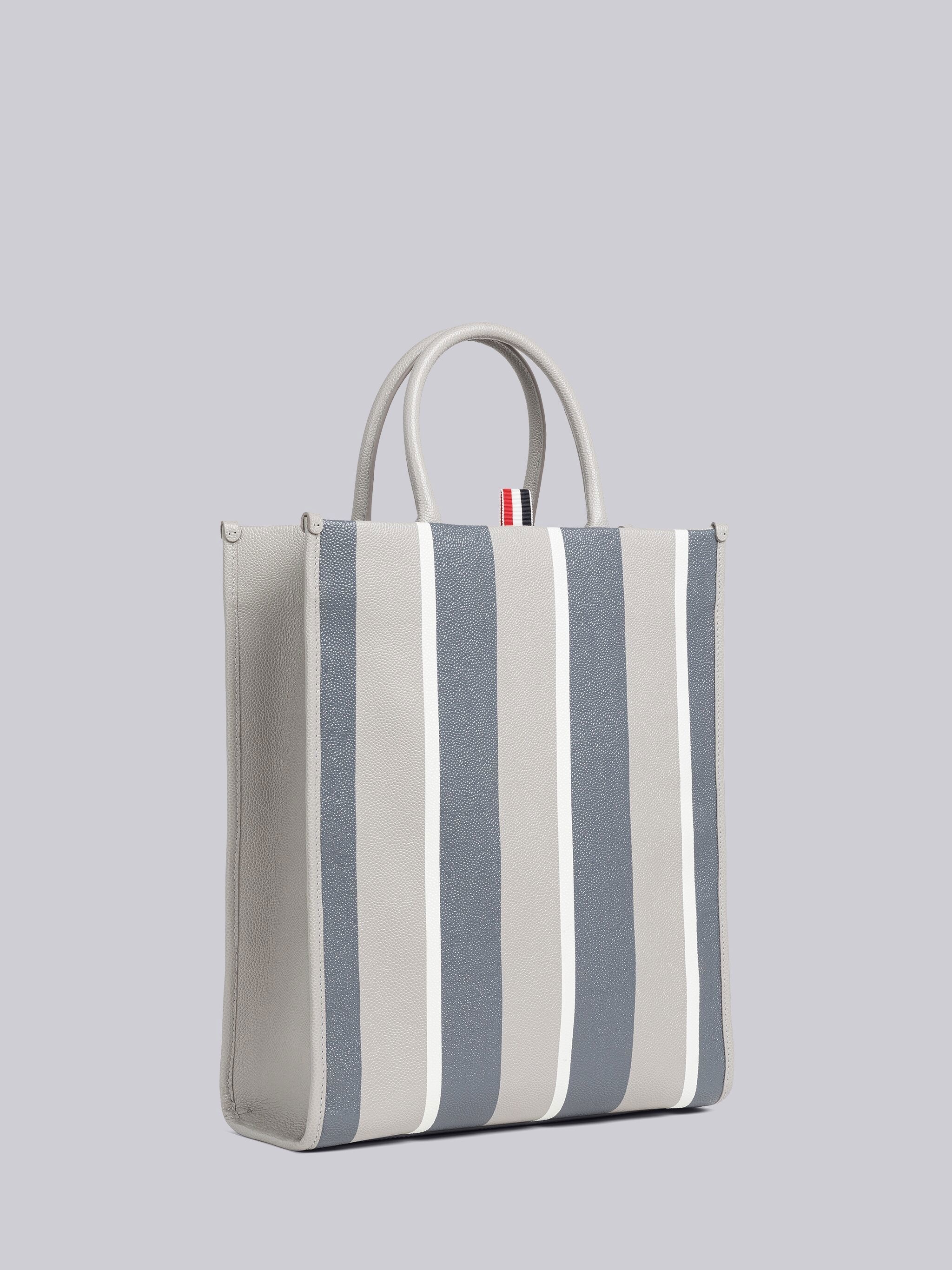 Stripe Pebble Grain Leather Vertical Tote - 3