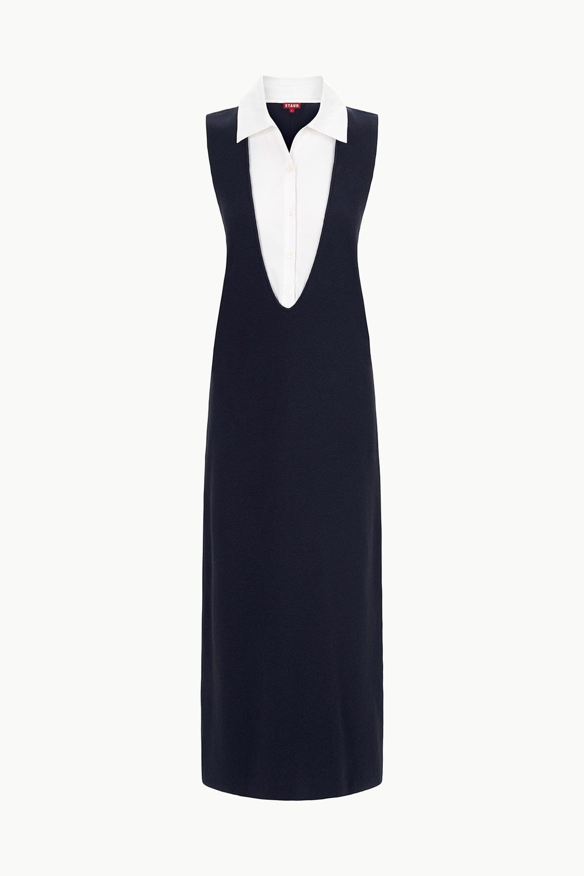 STAUD LESLIE DRESS NAVY WHITE - 1