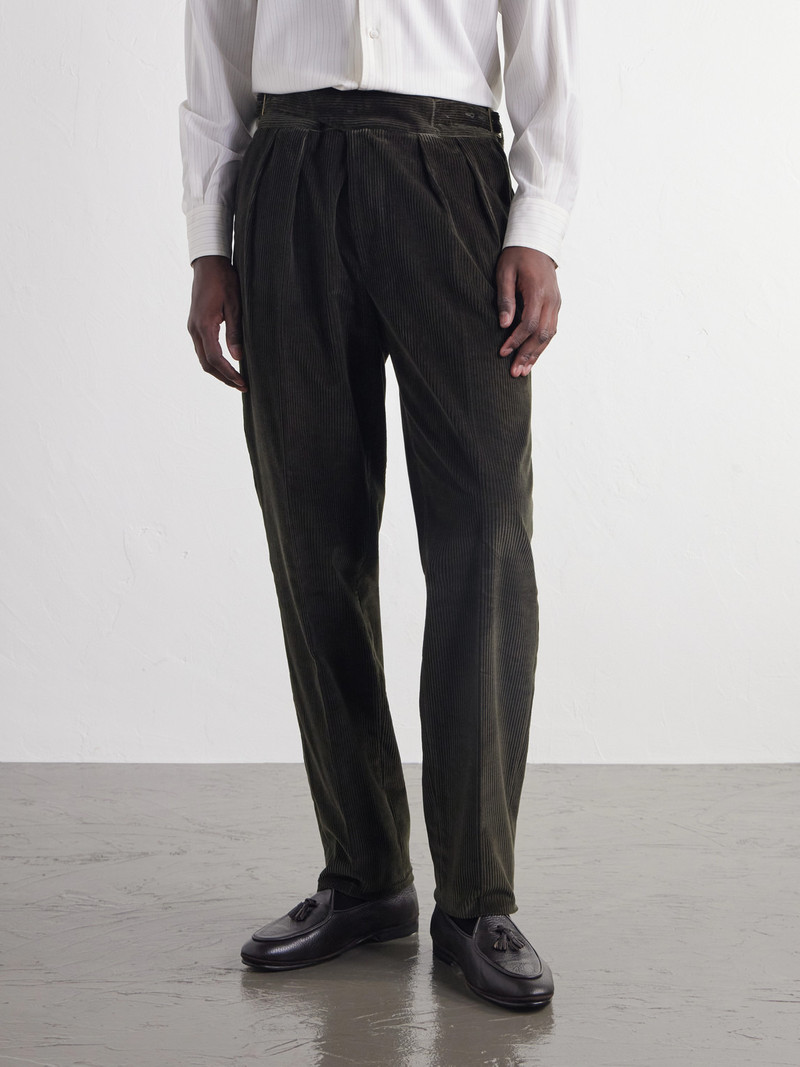 Manny Tapered Pleated Cotton-Corduroy Suit Trousers 3