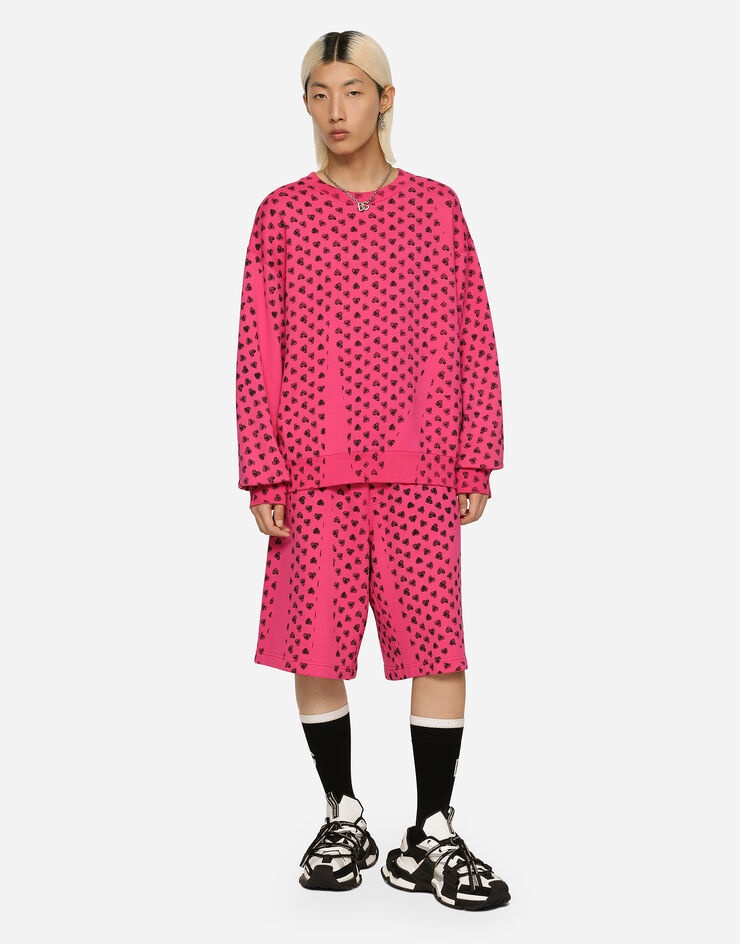 Round-neck jersey sweatshirt with DG heart print - 4