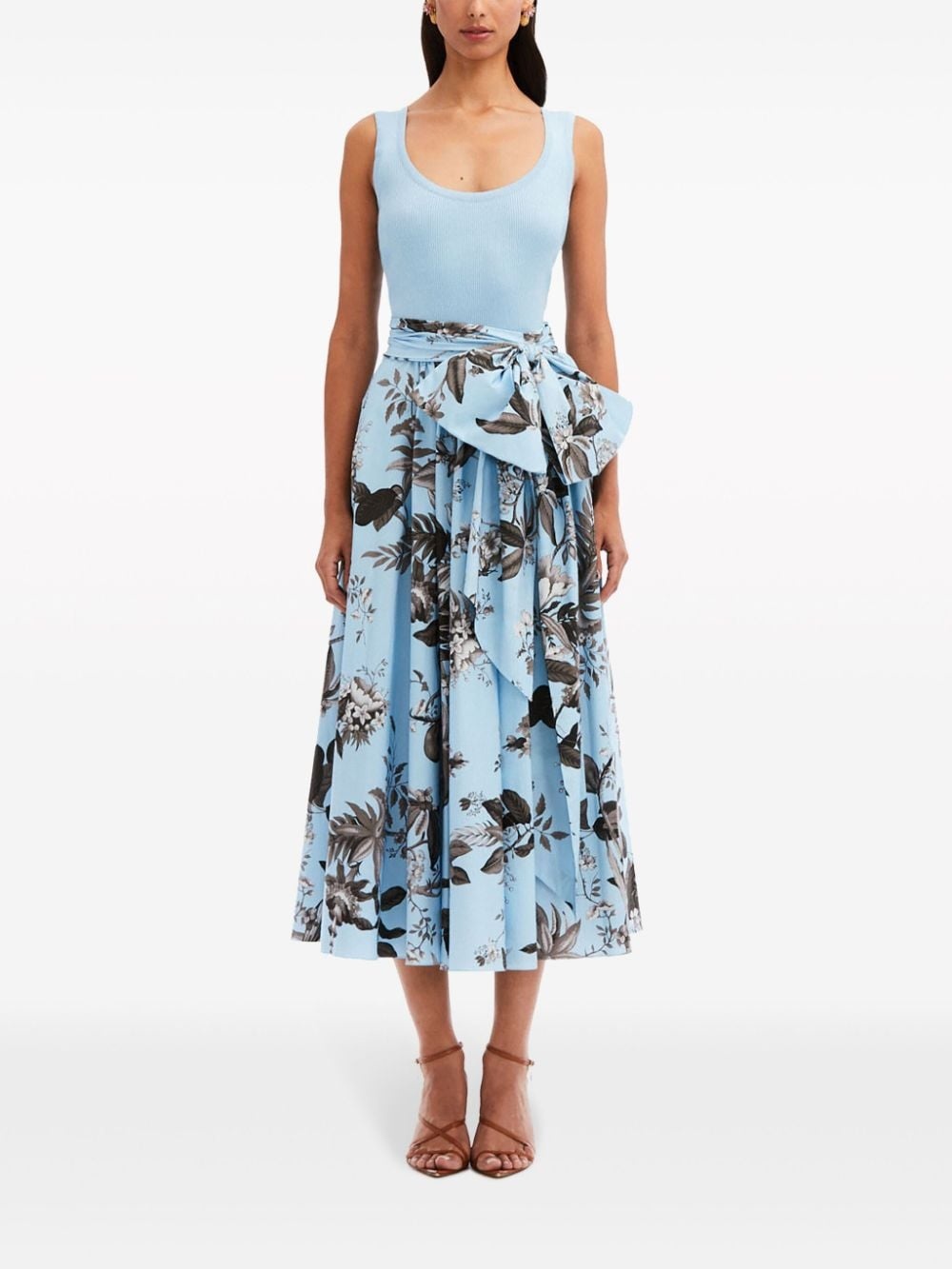 Flora & Fauna-print sleeveless midi dress - 2