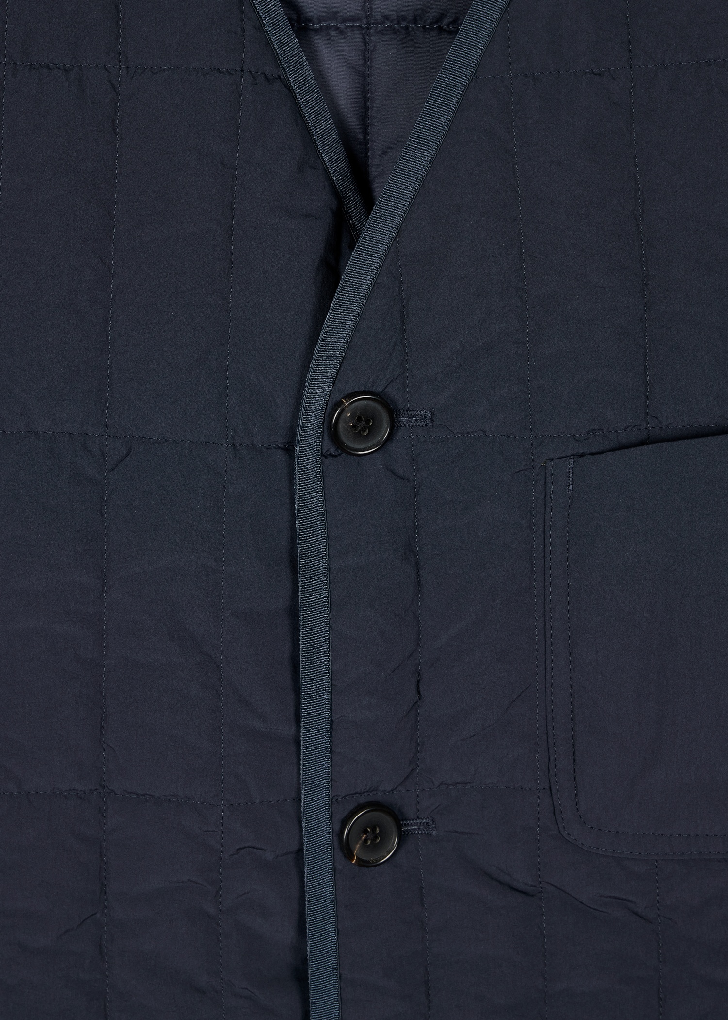 Navy Textured Nylon Quilted Gilet - 2