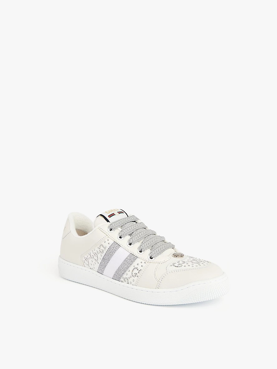 Screener brand-canvas lace-up leather trainers - 3