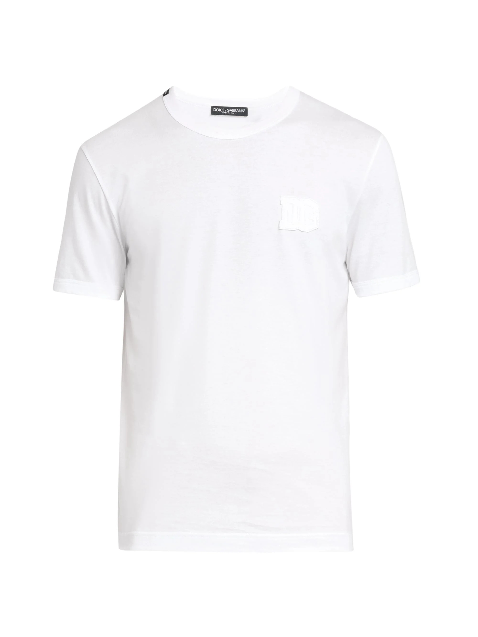 Men's DG Patch Cotton Crewneck T-Shirt - Bianco Ottico - 1