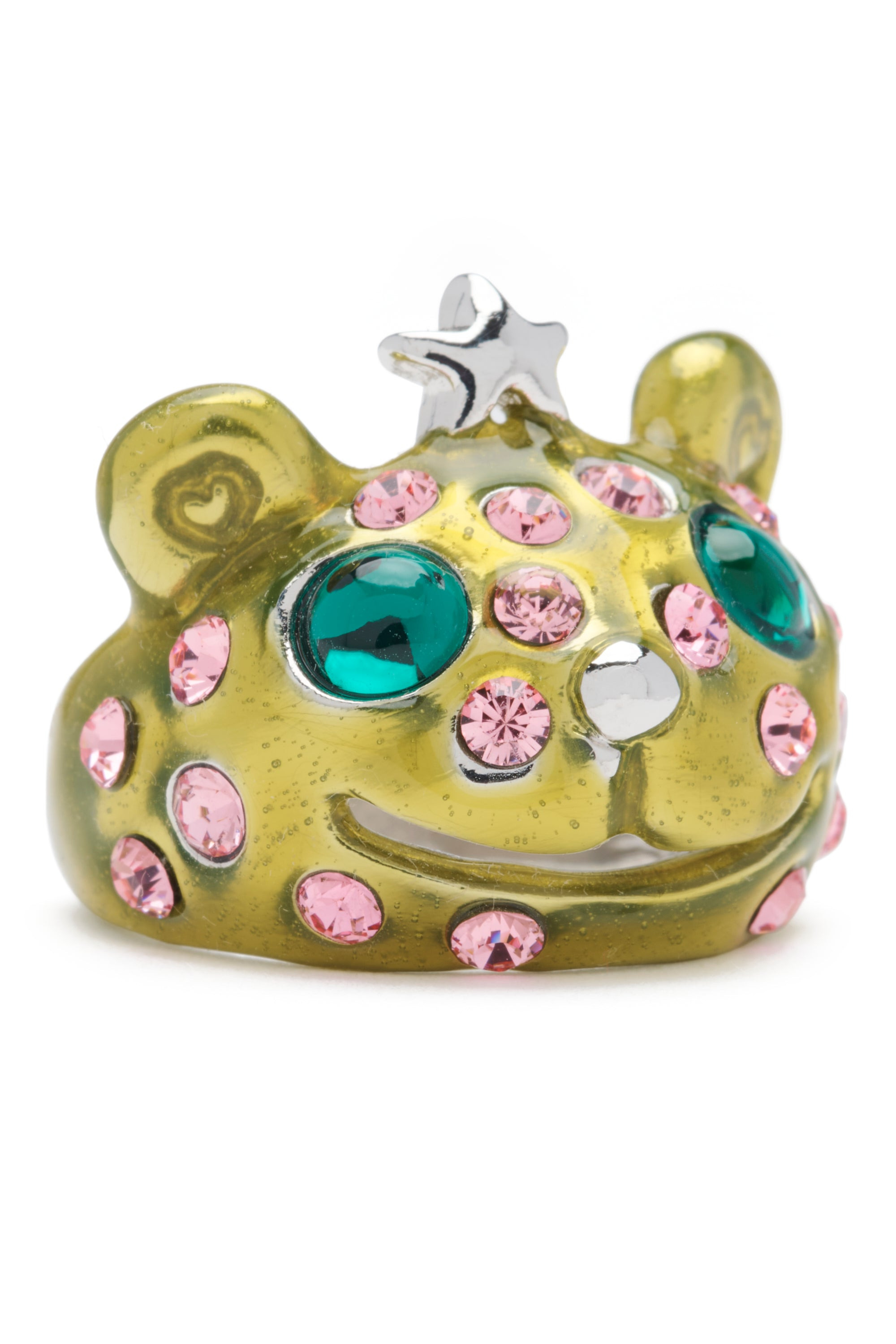 LIME PINK FRECKLES PRINCESS BEAR RING - 2