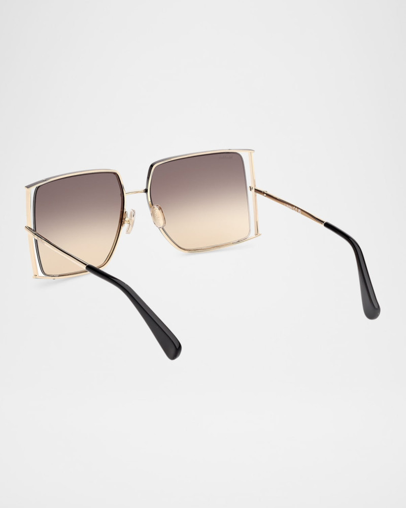 Max Mara Rectangle Logo Engraved Metal Sunglasses outlook