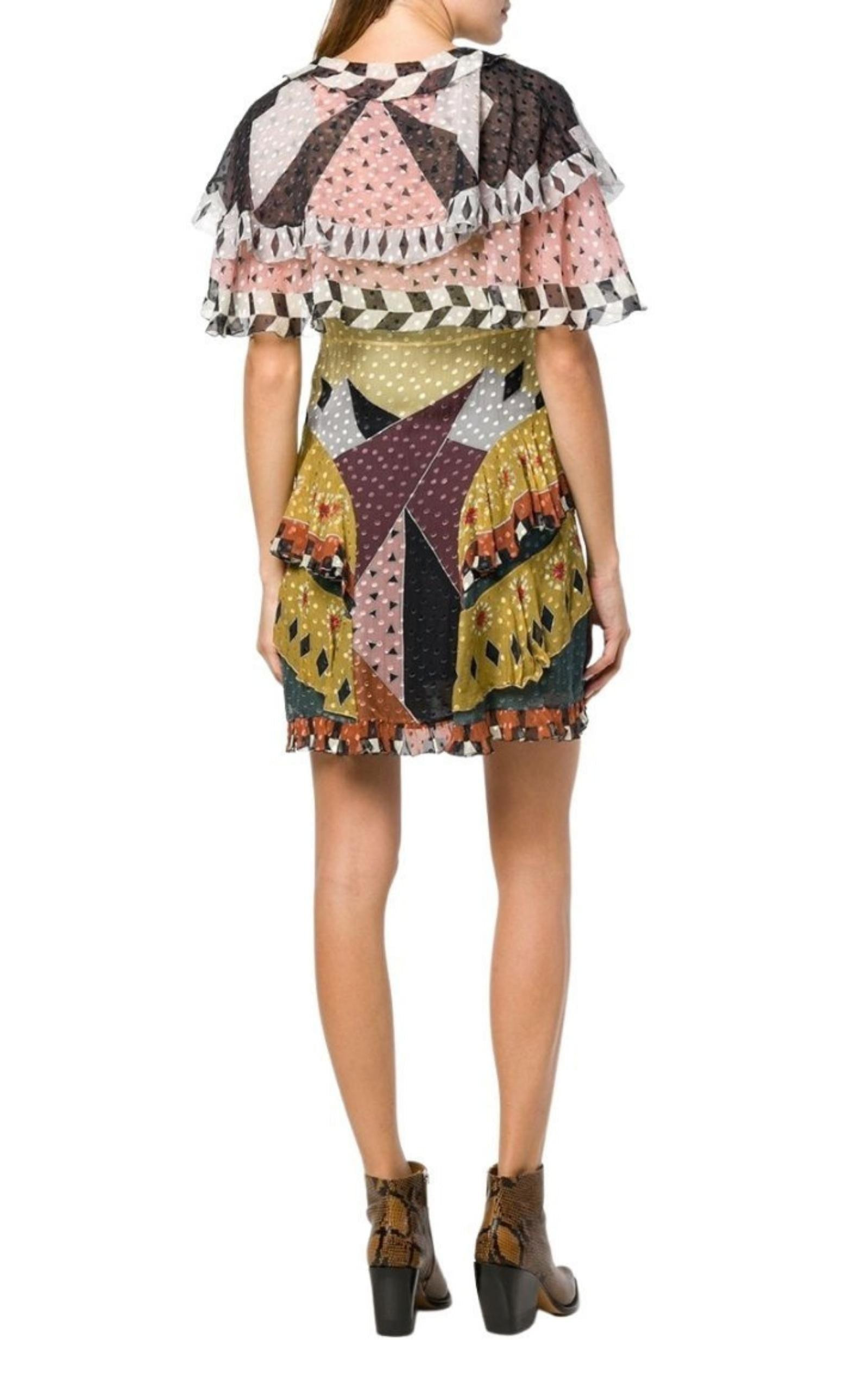 Geometric Print Silk Dress - 3