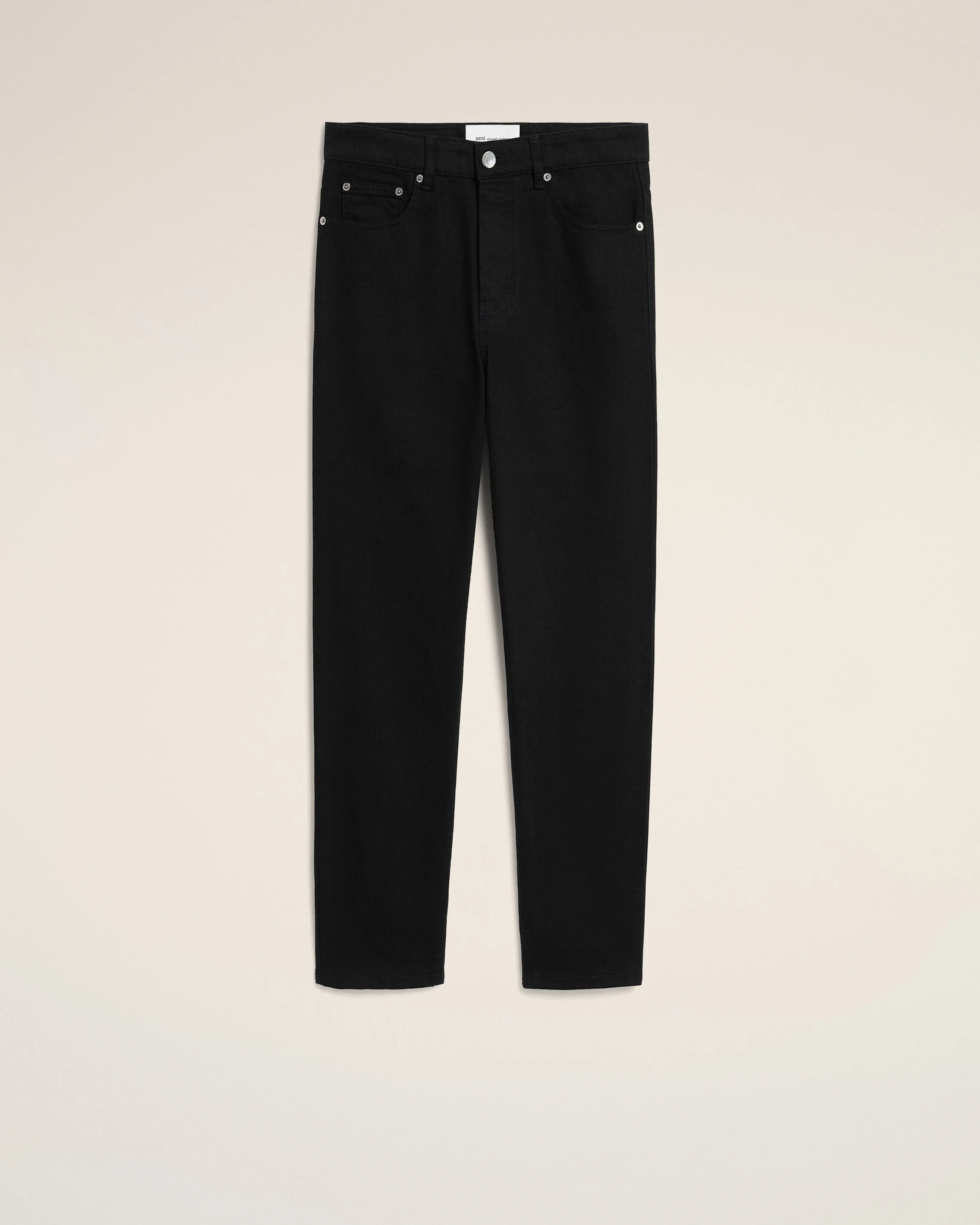BLACK TAPERED-FIT COTTON JEANS - 1